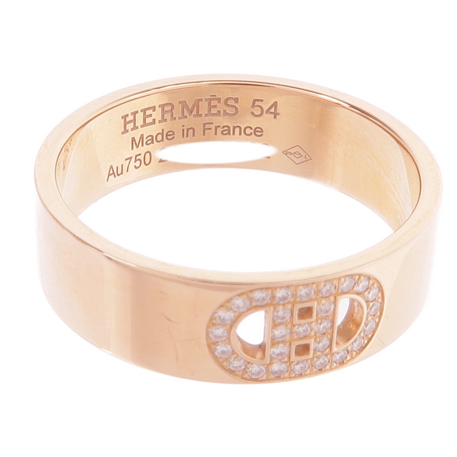 HERMES 18K玫瑰金H d'Ancre Ring鑽石戒指Hermes#54/US#6.75