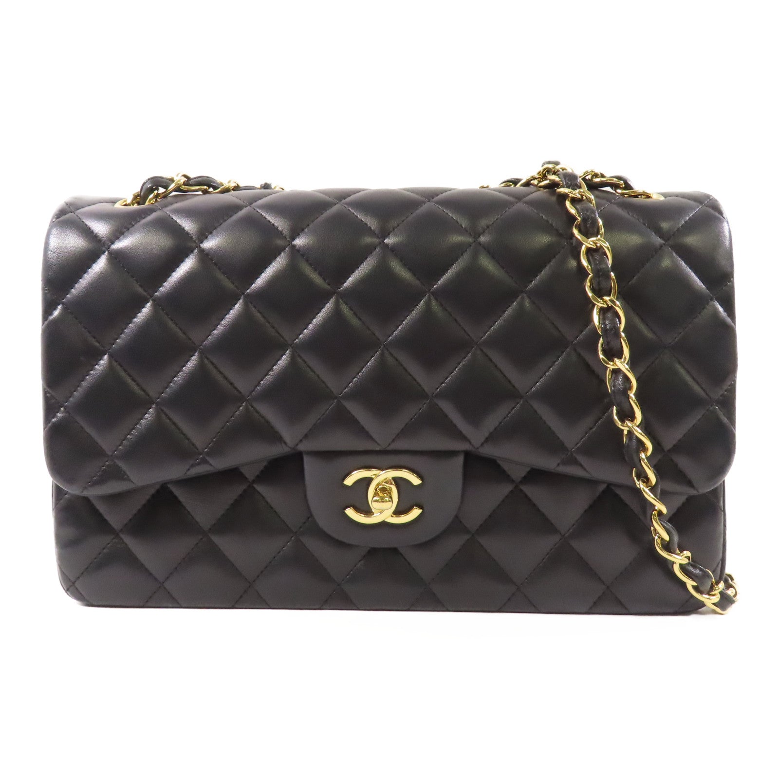 CHANEL 羊皮皮革Large Classic金扣鏈帶肩背袋