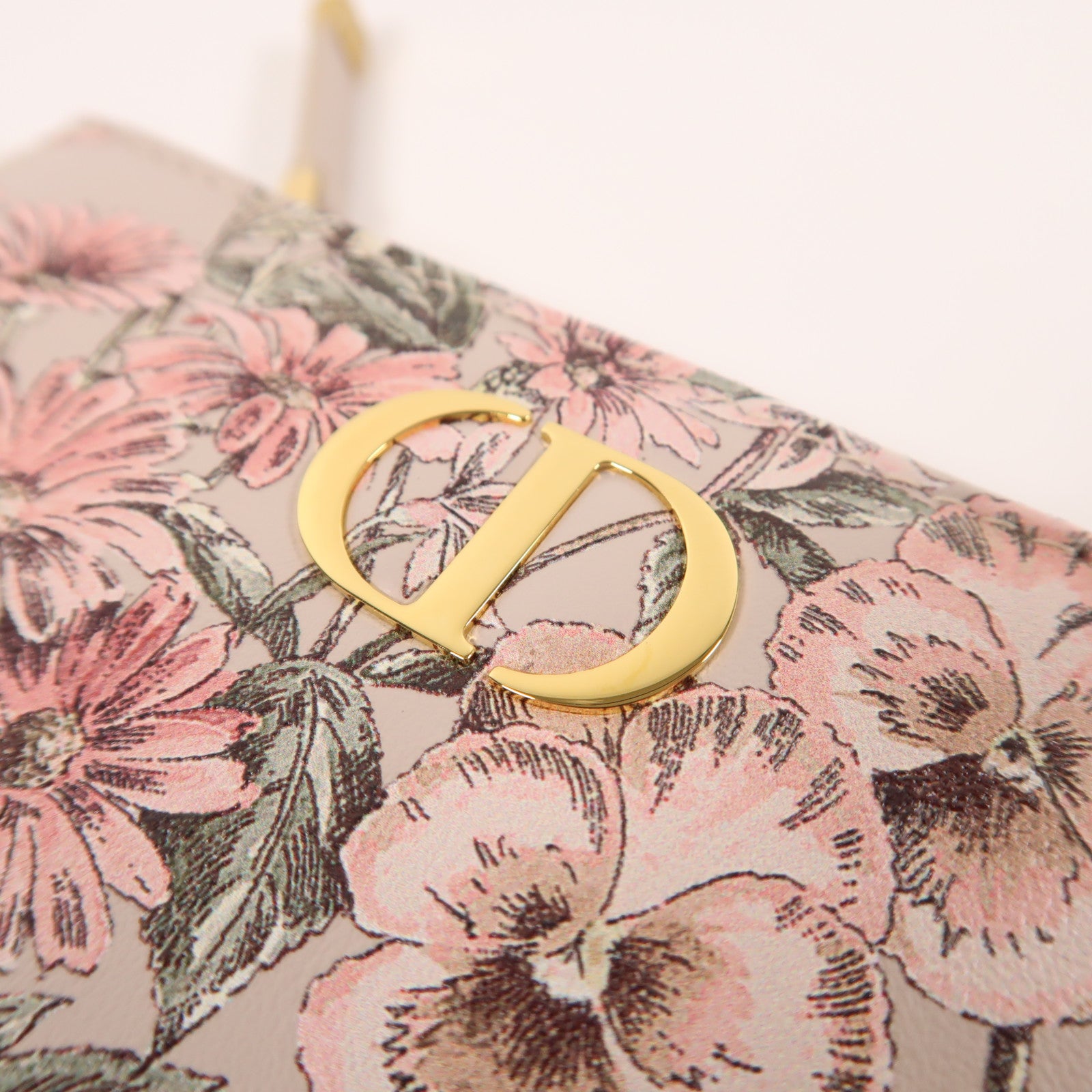 Dior 牛皮皮革Caro Dahlia Wallet金扣錢包