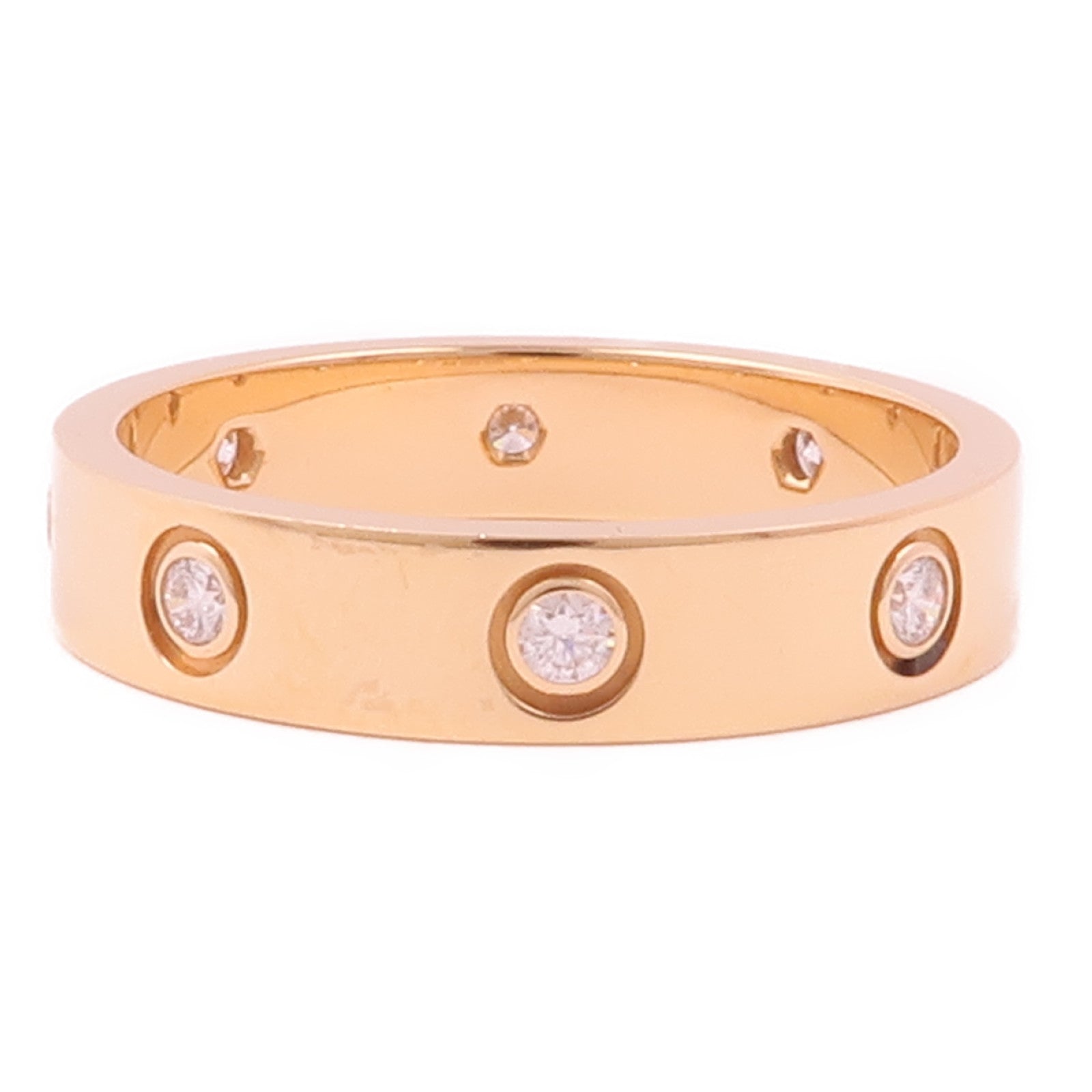 CARTIER 18K玫瑰金Love Ring Small Model 8 Diamonds鑽石戒指Cartier#53