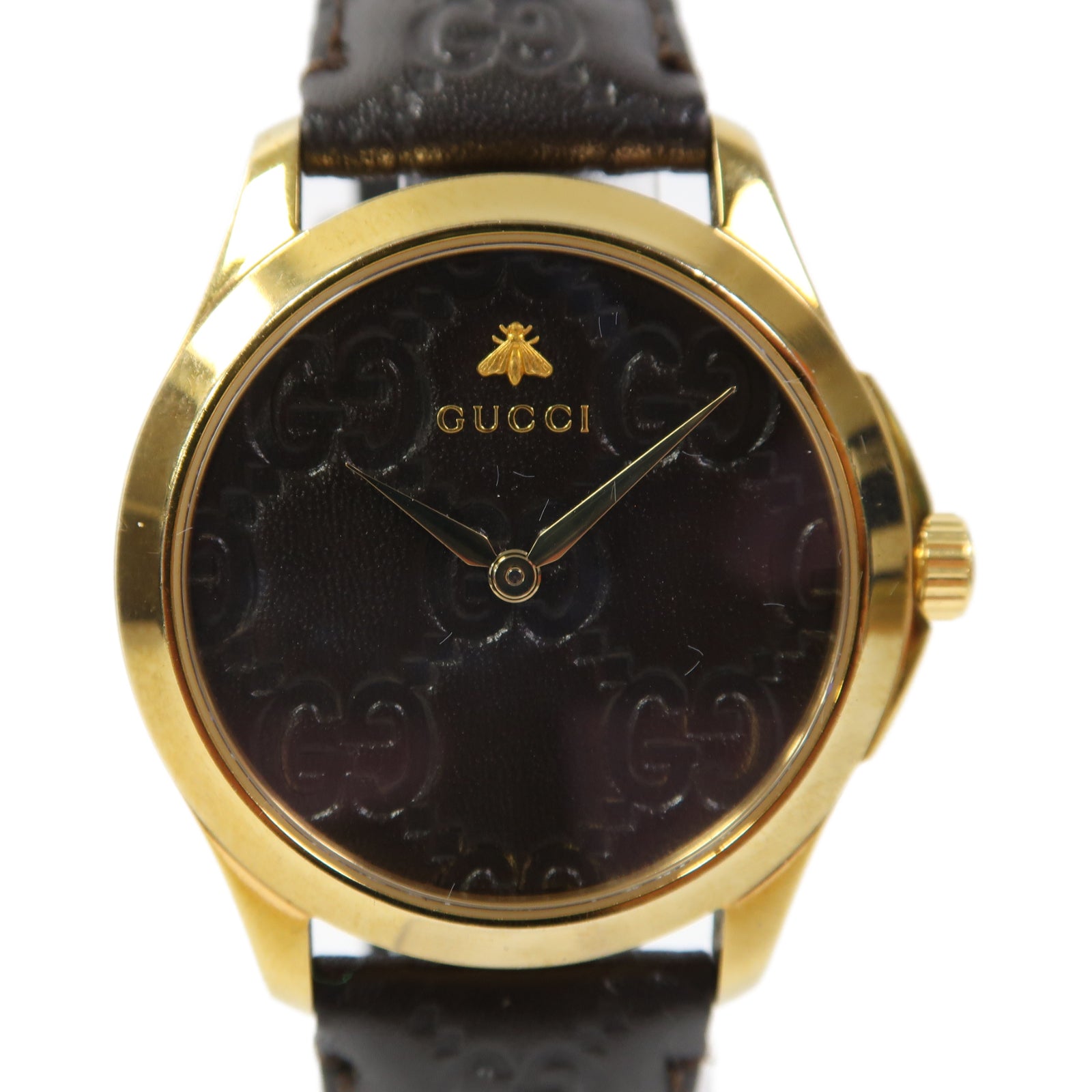 GUCCI Gucci Watch皮革/不鏽鋼手錶使用機芯啡色