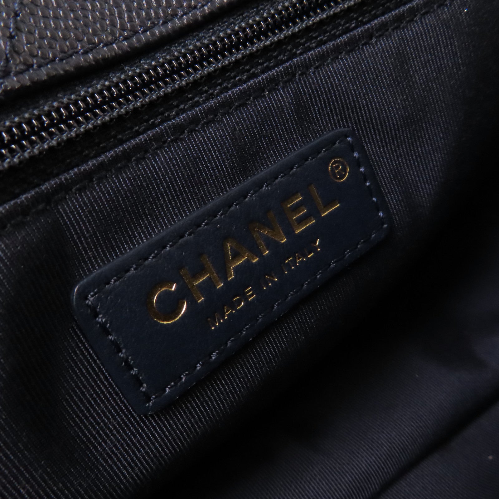 CHANEL 【激減優惠】牛皮皮革/Caviar皮革Chain Shoulder Bag金扣鏈帶肩背袋深藍色/淺藍色