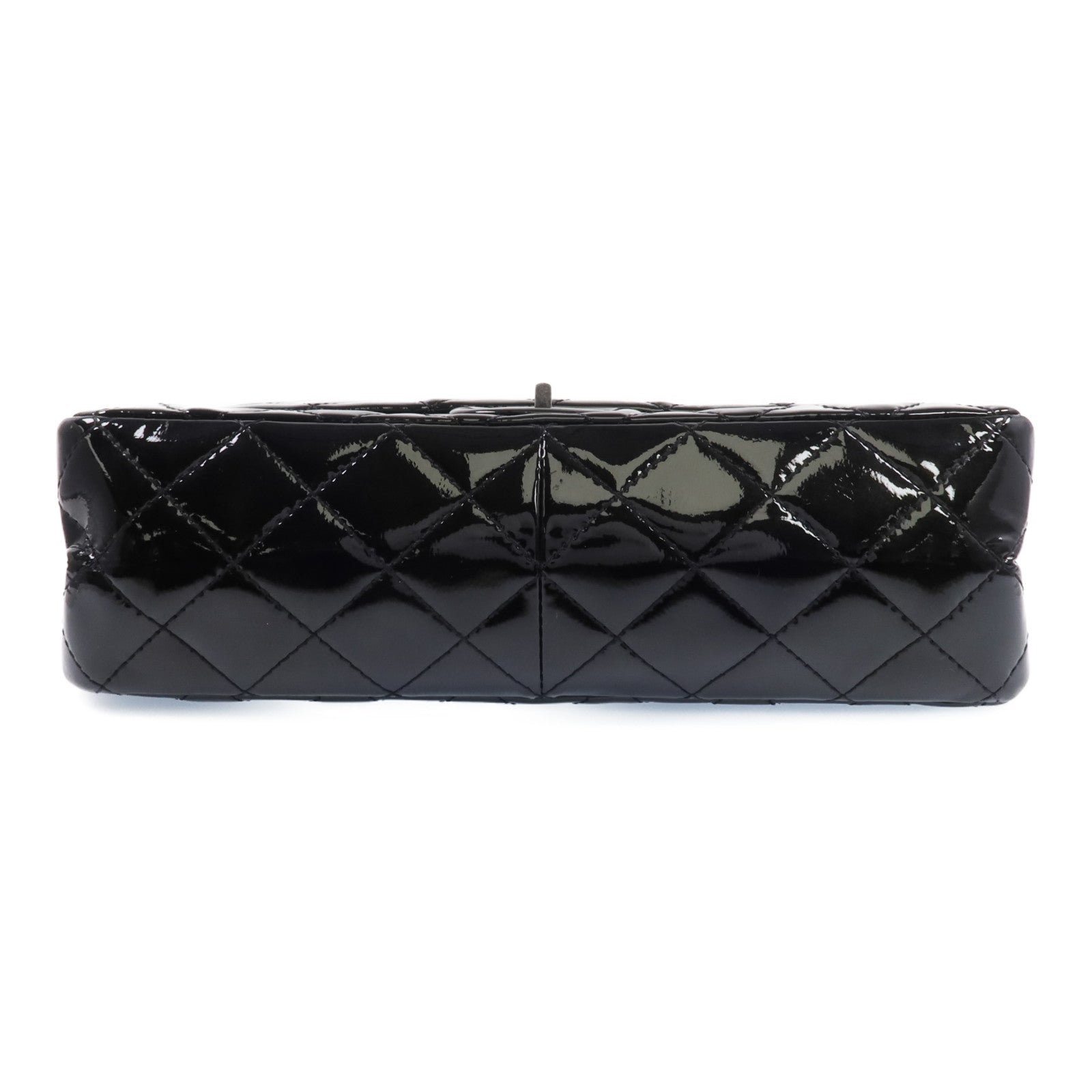 CHANEL 漆皮皮革2.55 Jumbo銀扣鏈帶肩背袋