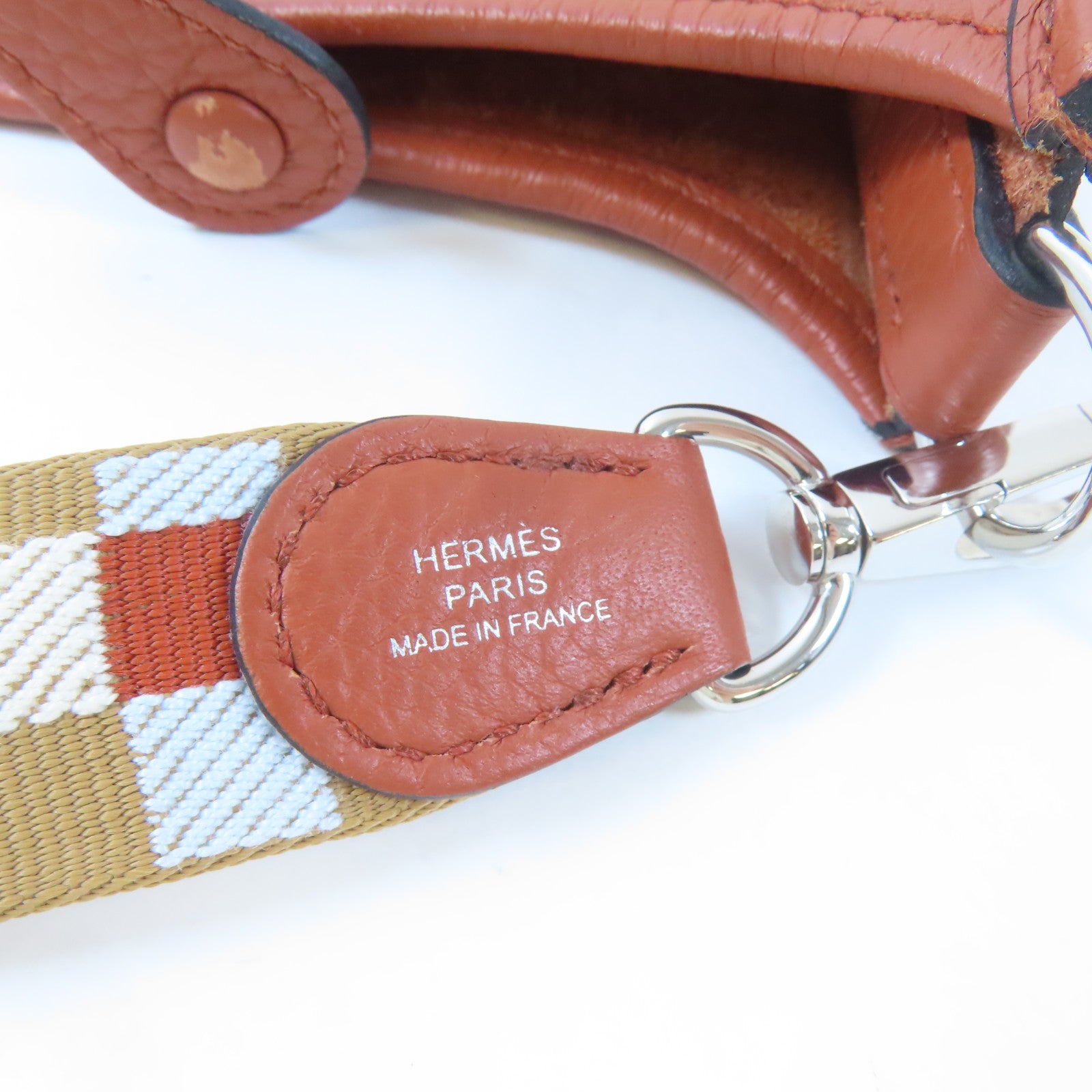HERMES 【激減優惠】Clemence皮革Mini Evelyne銀扣肩背袋Cuivre/啡色