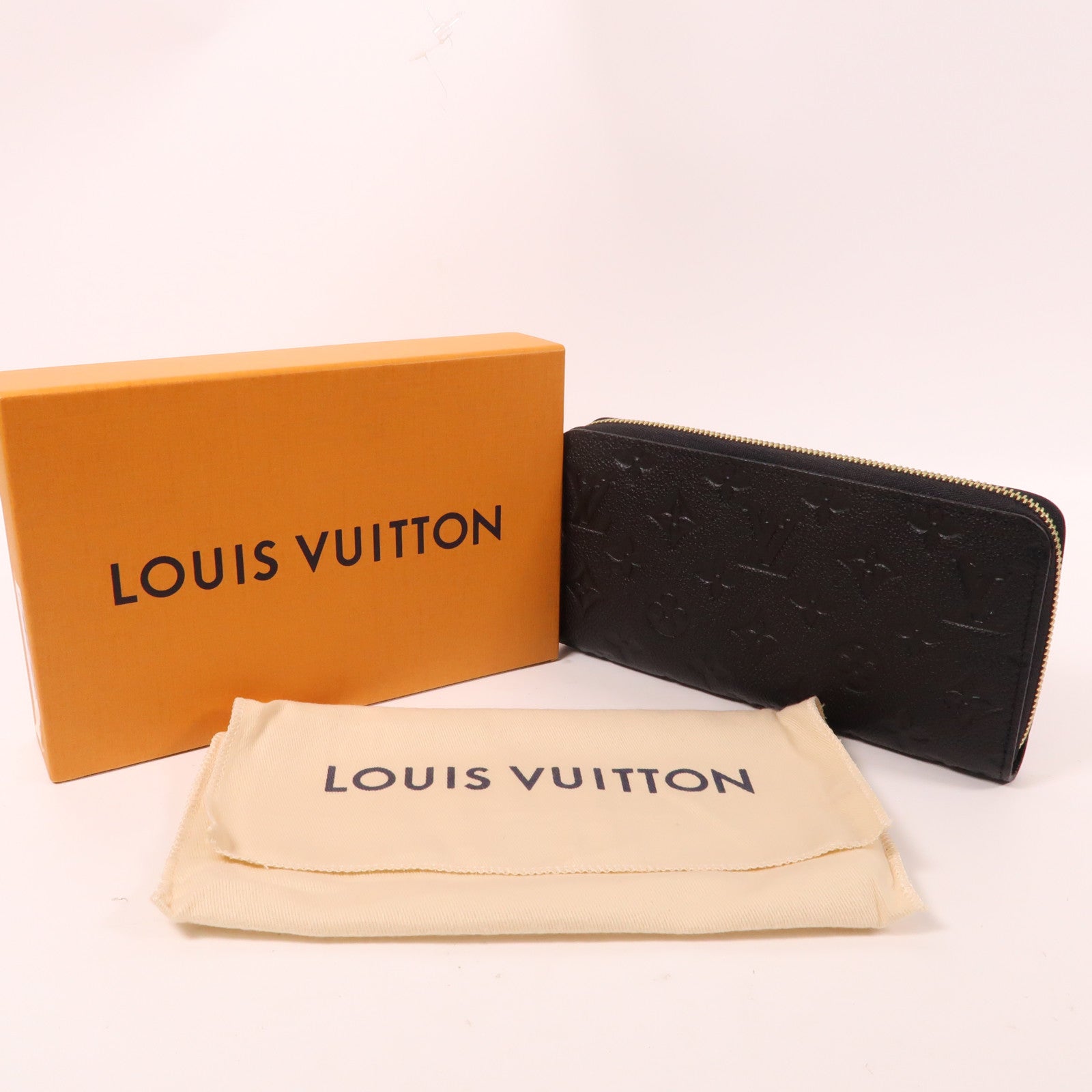 LOUIS VUITTON Monogram Empreinte Zippy Wallet金扣長錢包黑色