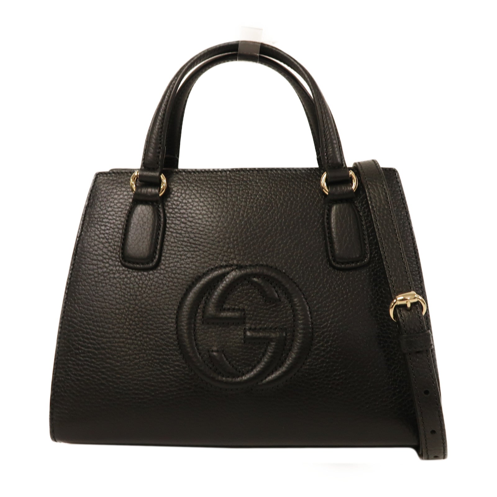 GUCCI 牛皮皮革2 Way Shoulder金扣手挽肩背兩用袋黑色