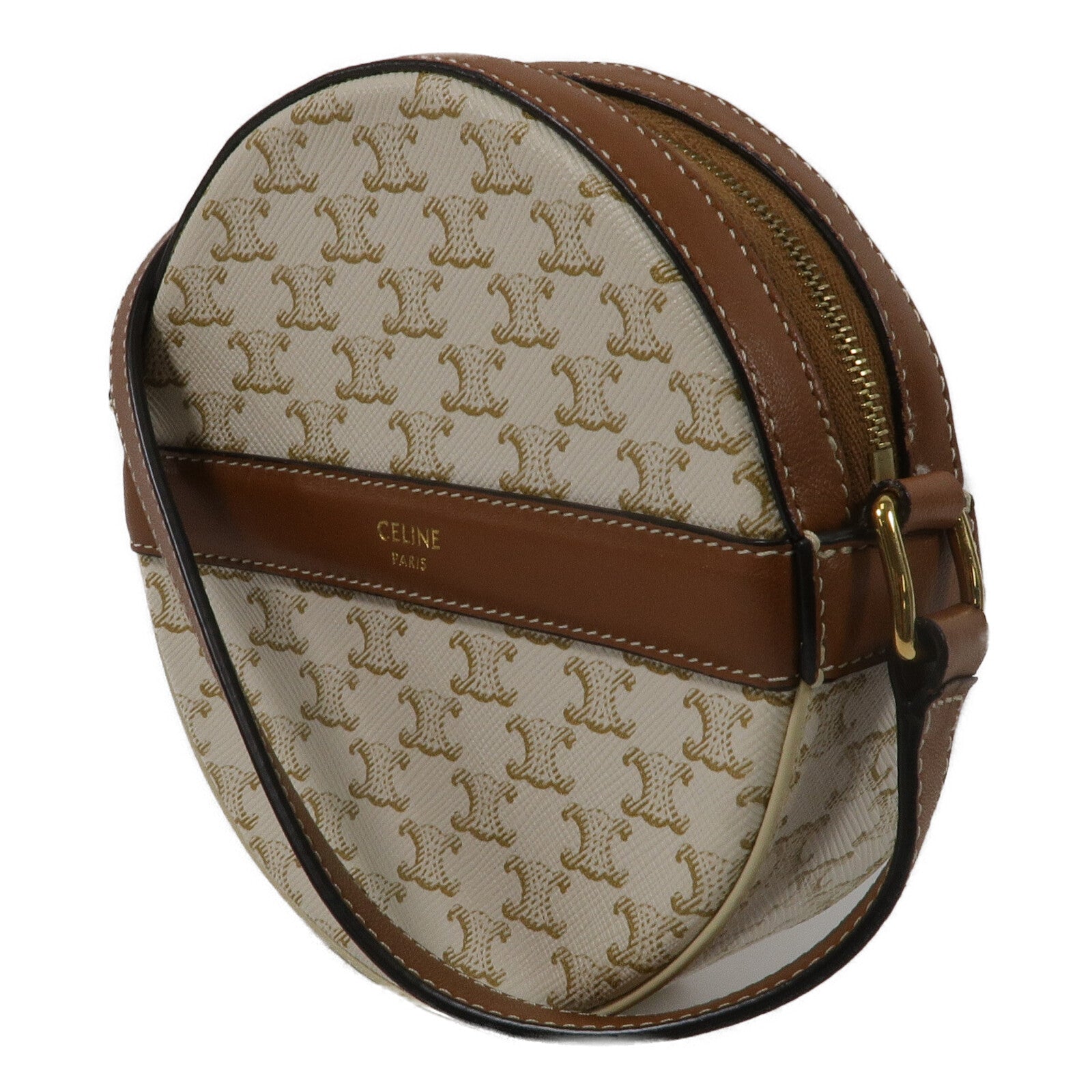 CELINE 塗層帆布Triomphe Round Shoulder Bag肩背袋