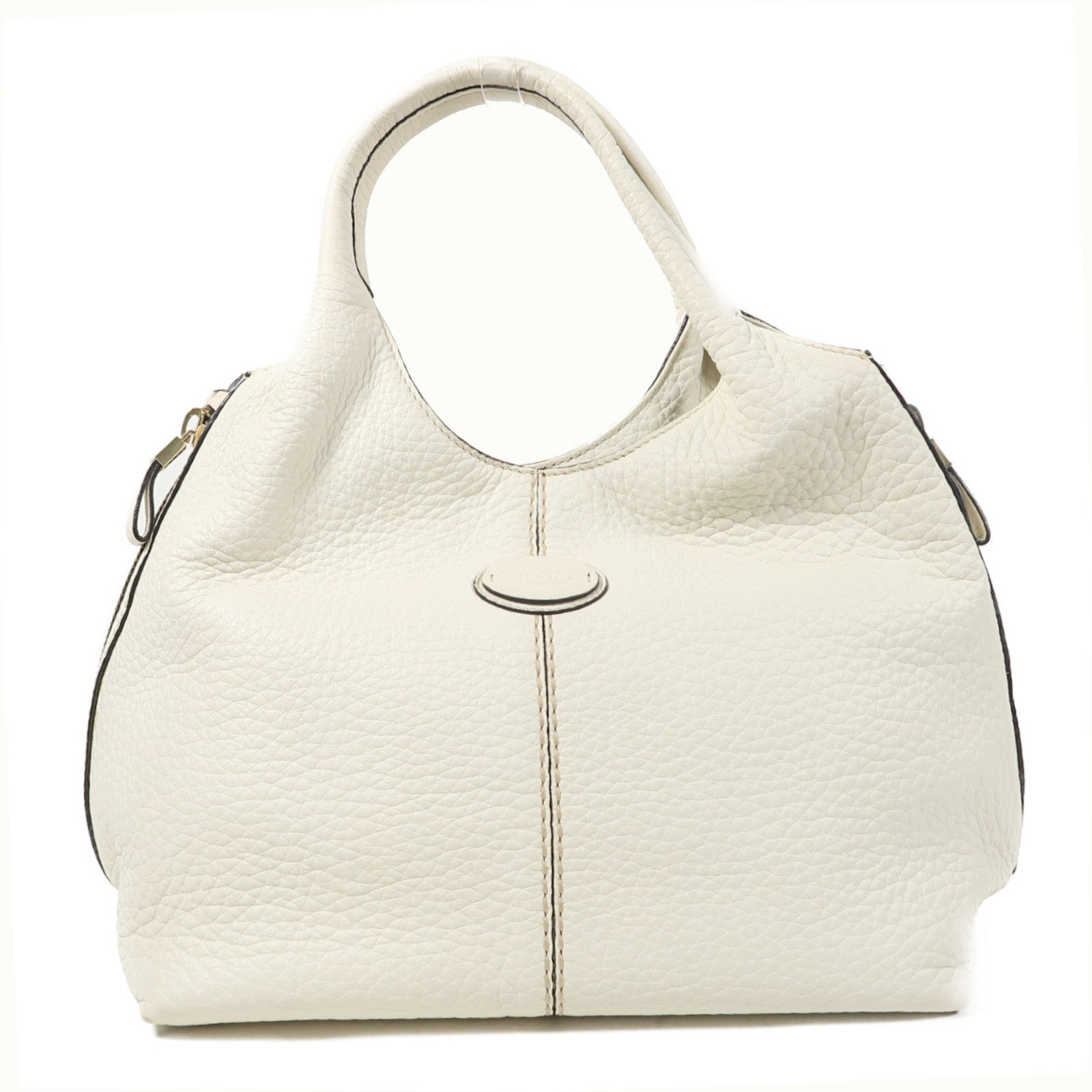 TOD'S 牛皮皮革Hand Bag金扣手挽袋白色