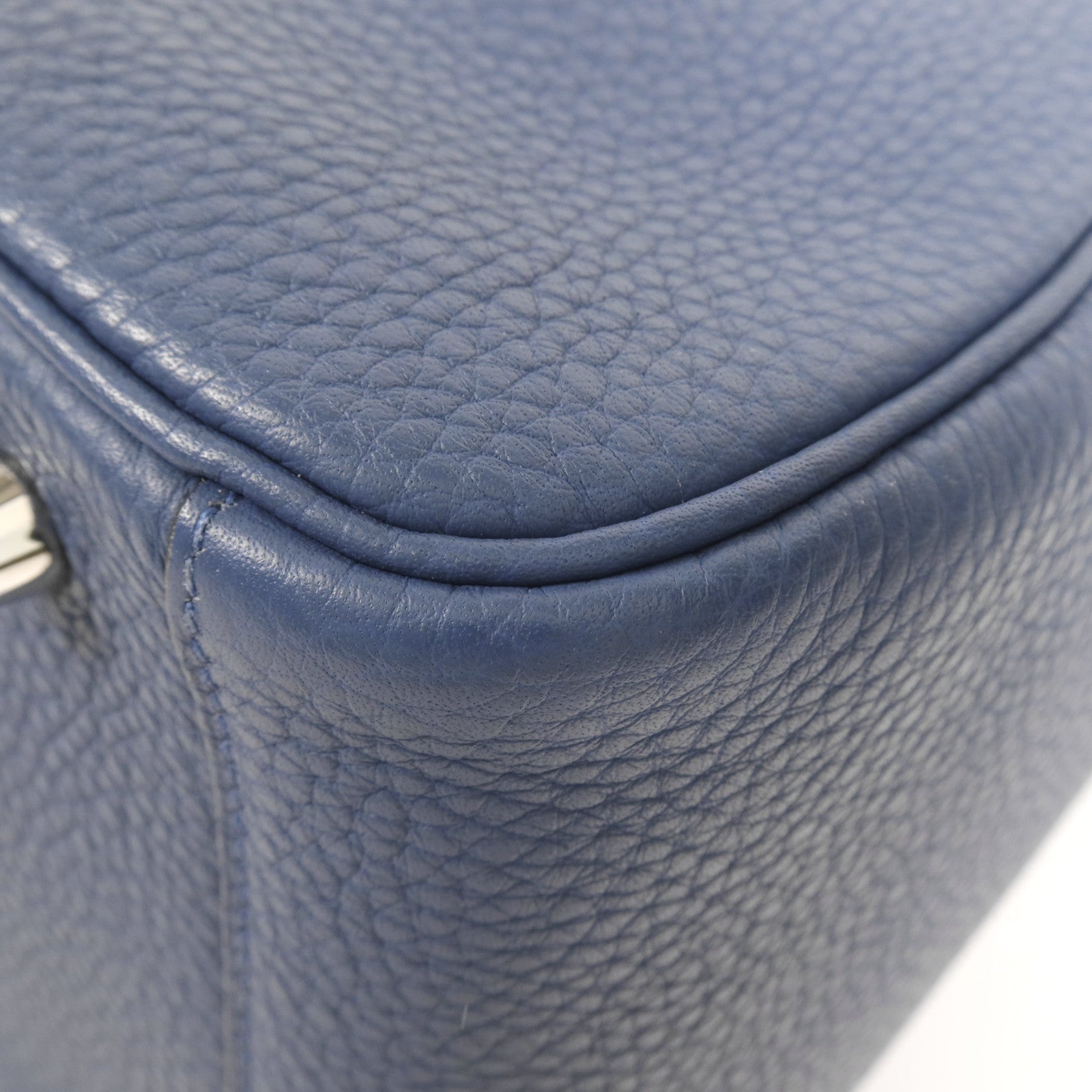 HERMES Clemence皮革Lindy 30銀扣手挽肩背兩用袋Bleu Brighton