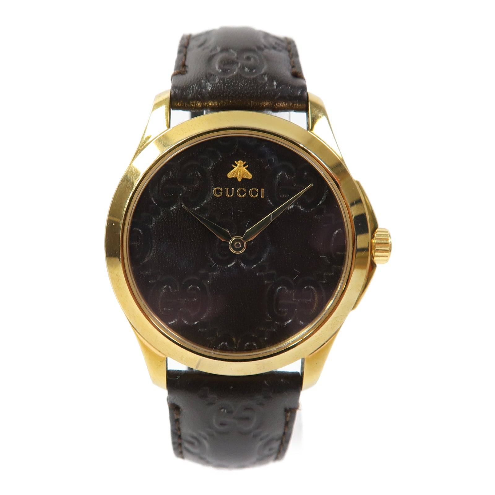 GUCCI Gucci Watch皮革/不鏽鋼手錶使用機芯啡色