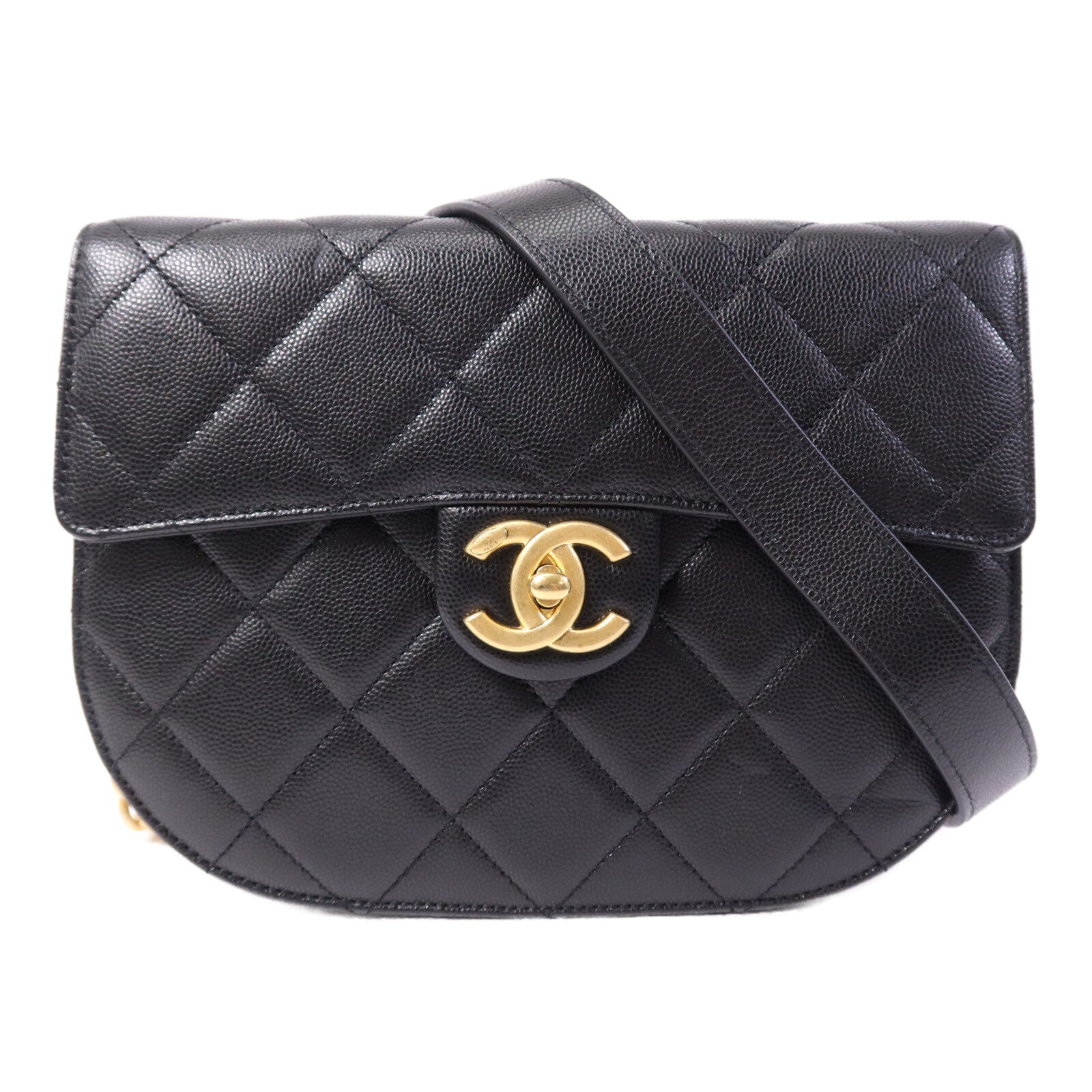 CHANEL 牛皮皮革Chain Shoulder Bag金扣鏈帶肩背袋