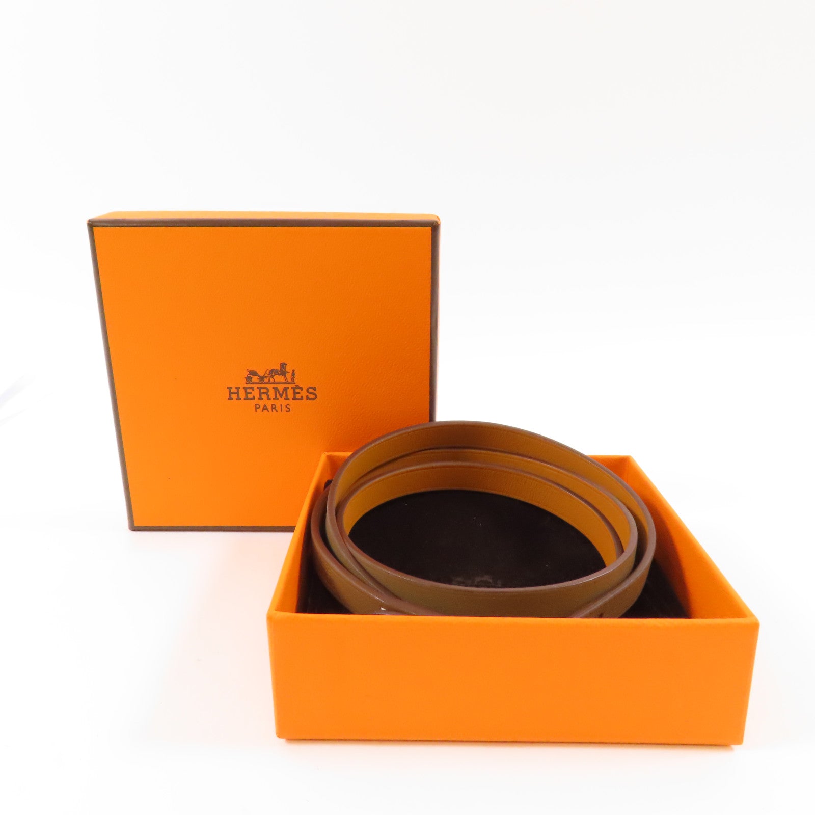 HERMES Swift皮革Cuir Hapi Bracelet金扣手鐲18 Etoupe