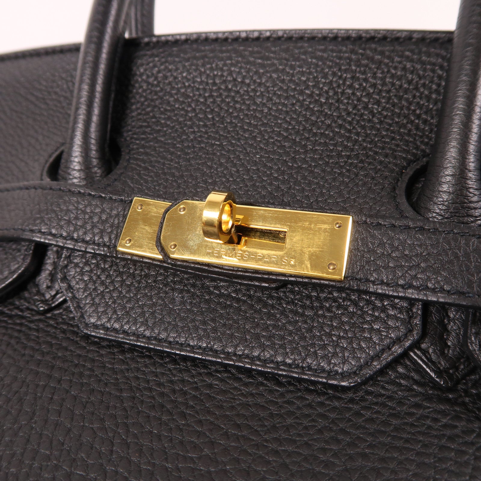 HERMES Clemence皮革Birkin 35金扣手挽袋黑色