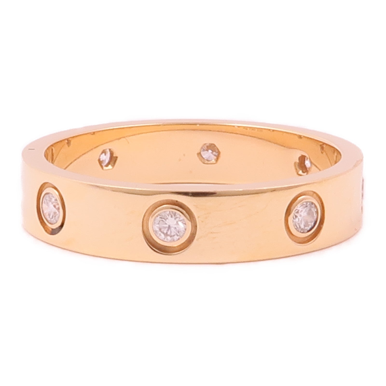 CARTIER 18K玫瑰金Love Ring Small Model 8 Diamonds鑽石戒指Cartier#53
