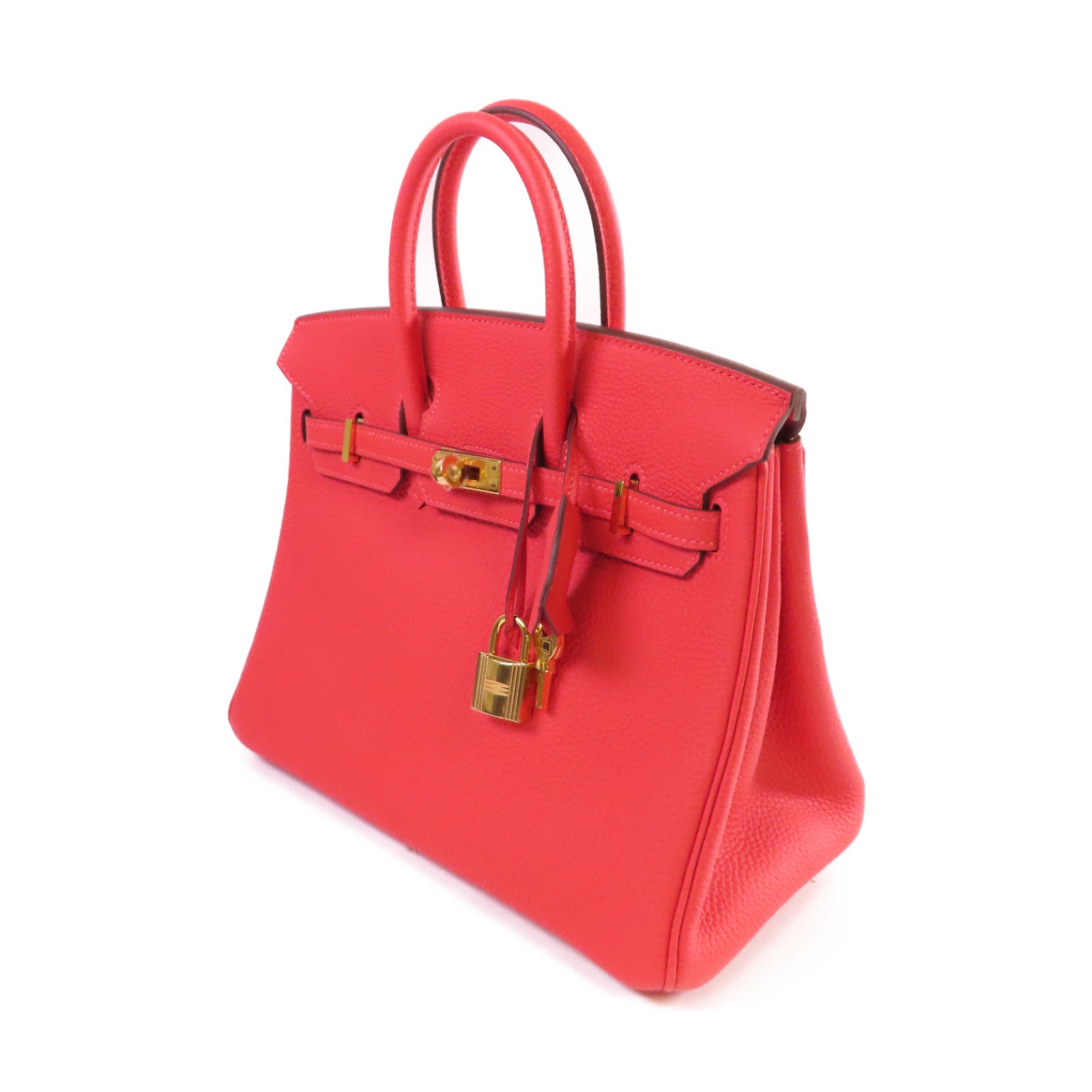 HERMES Togo皮革Birkin 25 Hand Bag金扣手挽袋2R Rouge Pivoine牡丹紅色