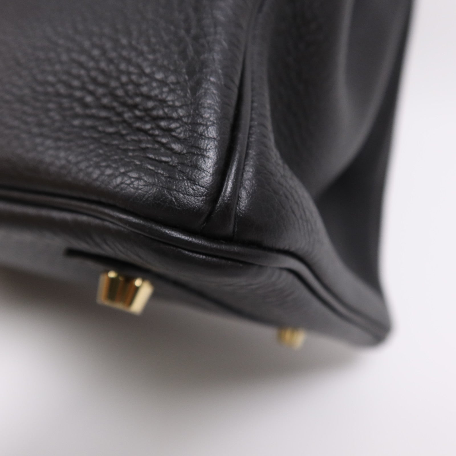 HERMES Clemence皮革Birkin 30金扣手挽袋Noir