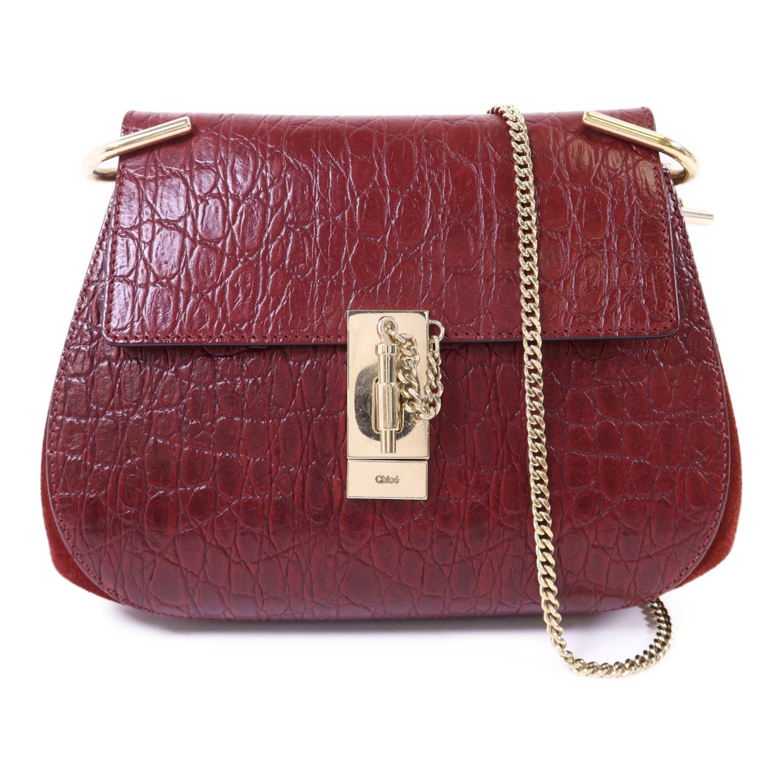 Chloe 牛皮皮革Shoulder Bag金扣鏈帶肩背袋