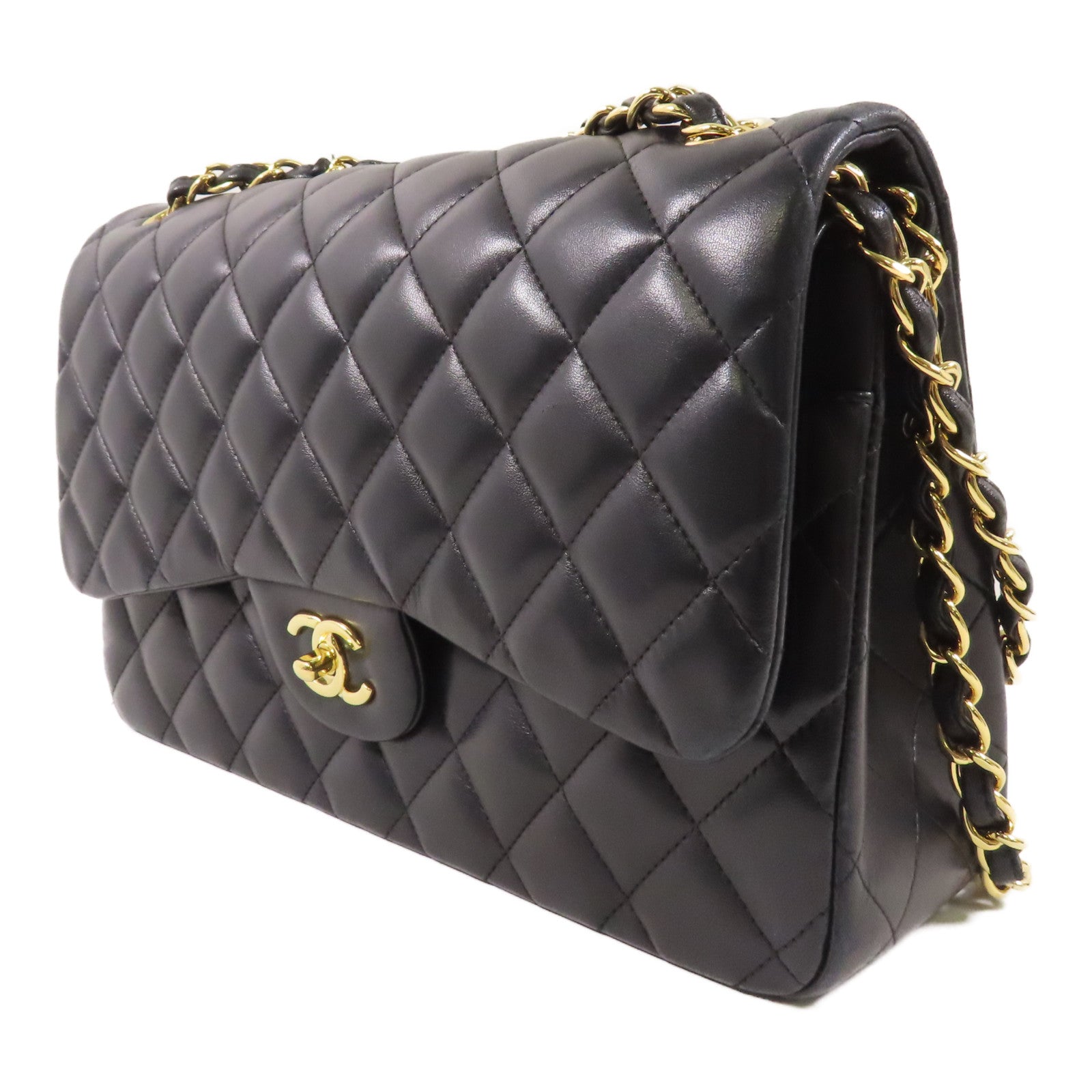 CHANEL 羊皮皮革Large Classic金扣鏈帶肩背袋