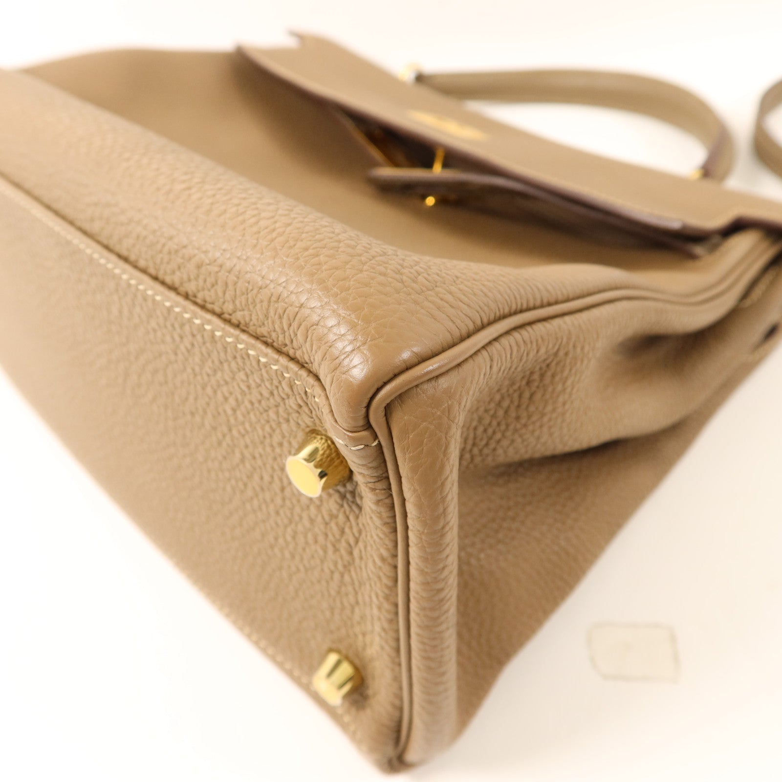 HERMES Togo皮革Kelly 32金扣手挽肩背兩用袋Etoupe