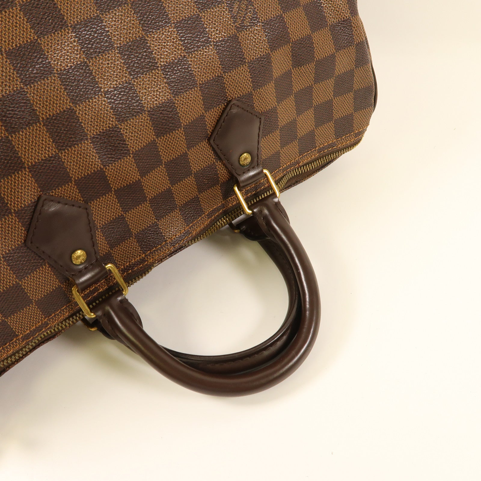 LOUIS VUITTON Damier Speedy Bandouliere 30金扣手挽肩背兩用袋棕色