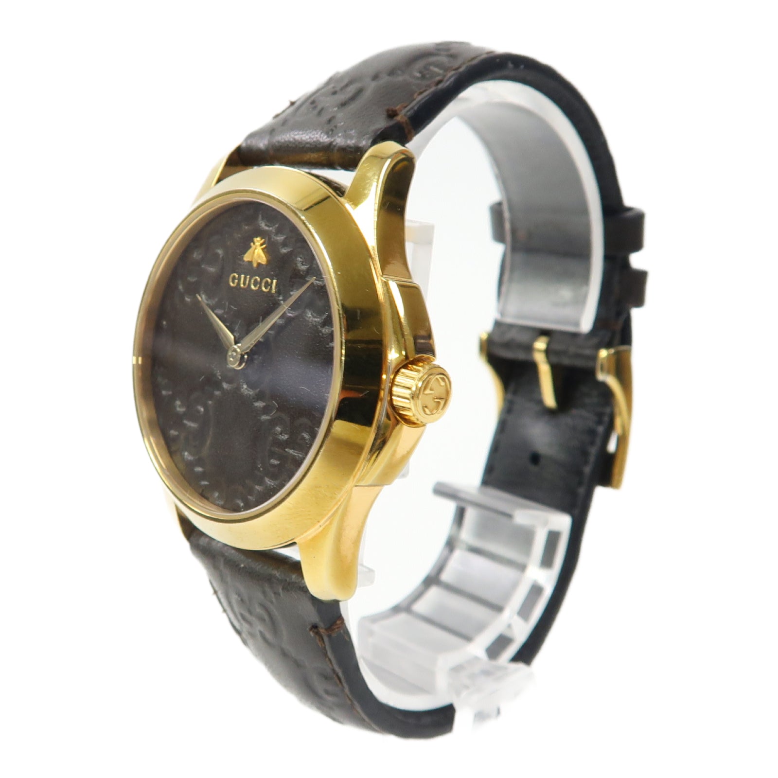 GUCCI Gucci Watch皮革/不鏽鋼手錶使用機芯啡色