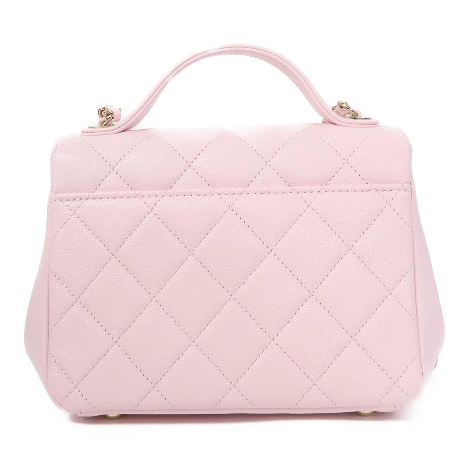 CHANEL 菱格Caviar皮革Business Affinity Chain Shoulder Bag金扣鏈帶手挽肩背兩用袋粉紅色