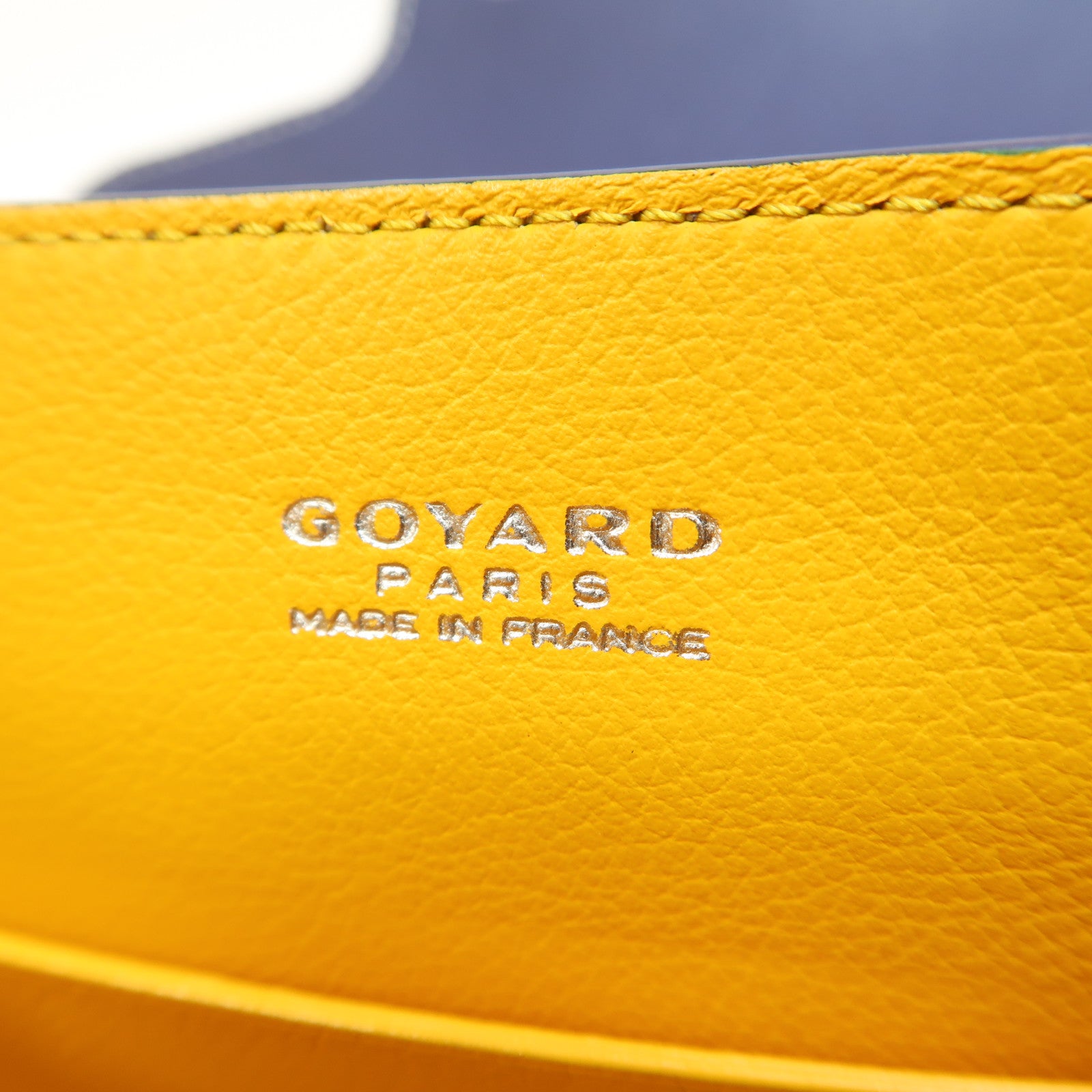 GOYARD 塗層帆布/皮革Saigon銀扣手挽肩背兩用袋深藍色