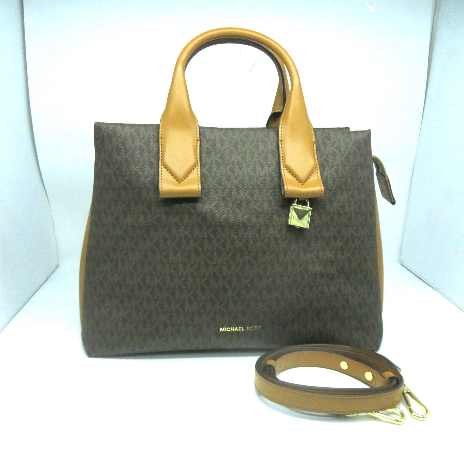 Michael Kors 【激減優惠】塗層帆布2way Shoulder Bag金扣手挽肩背兩用袋啡色