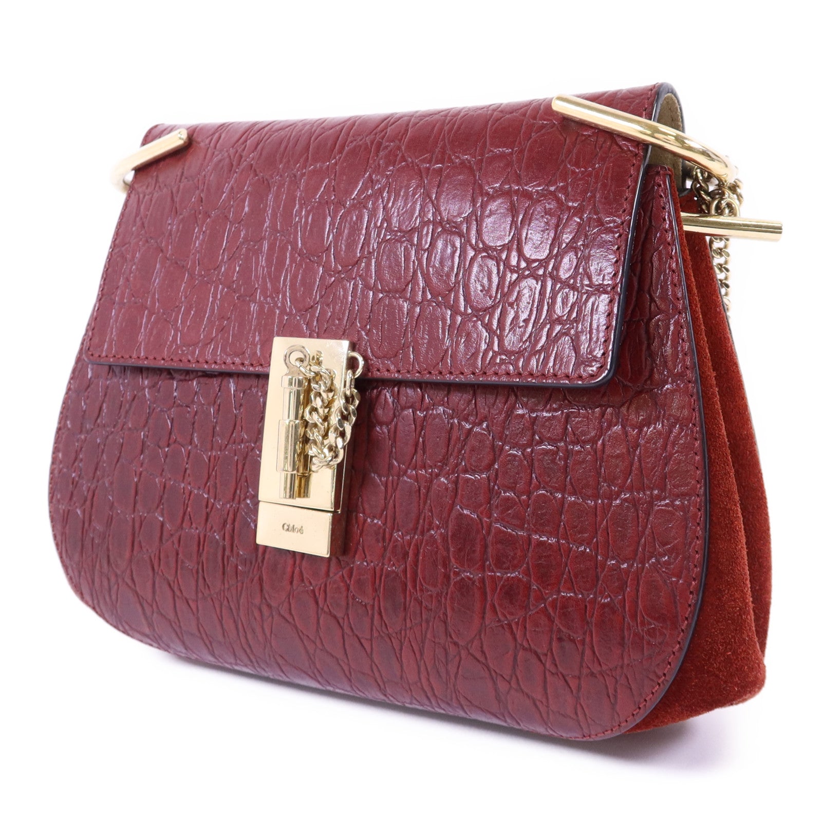 Chloe 牛皮皮革Shoulder Bag金扣鏈帶肩背袋