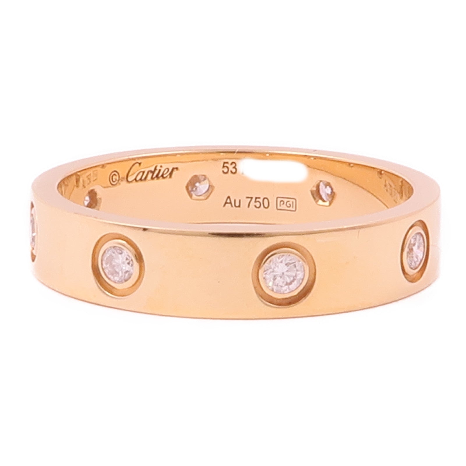 CARTIER 18K玫瑰金Love Ring Small Model 8 Diamonds鑽石戒指Cartier#53