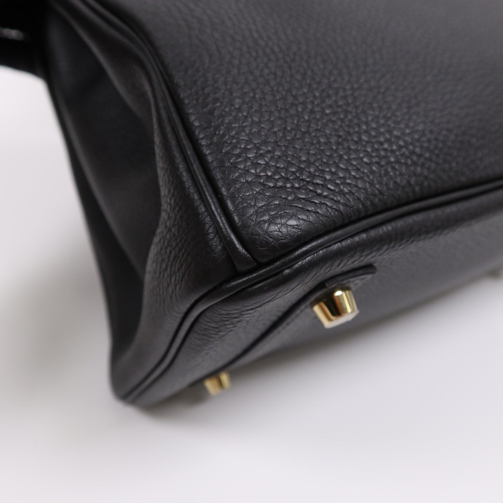HERMES Clemence皮革Birkin 30金扣手挽袋Noir