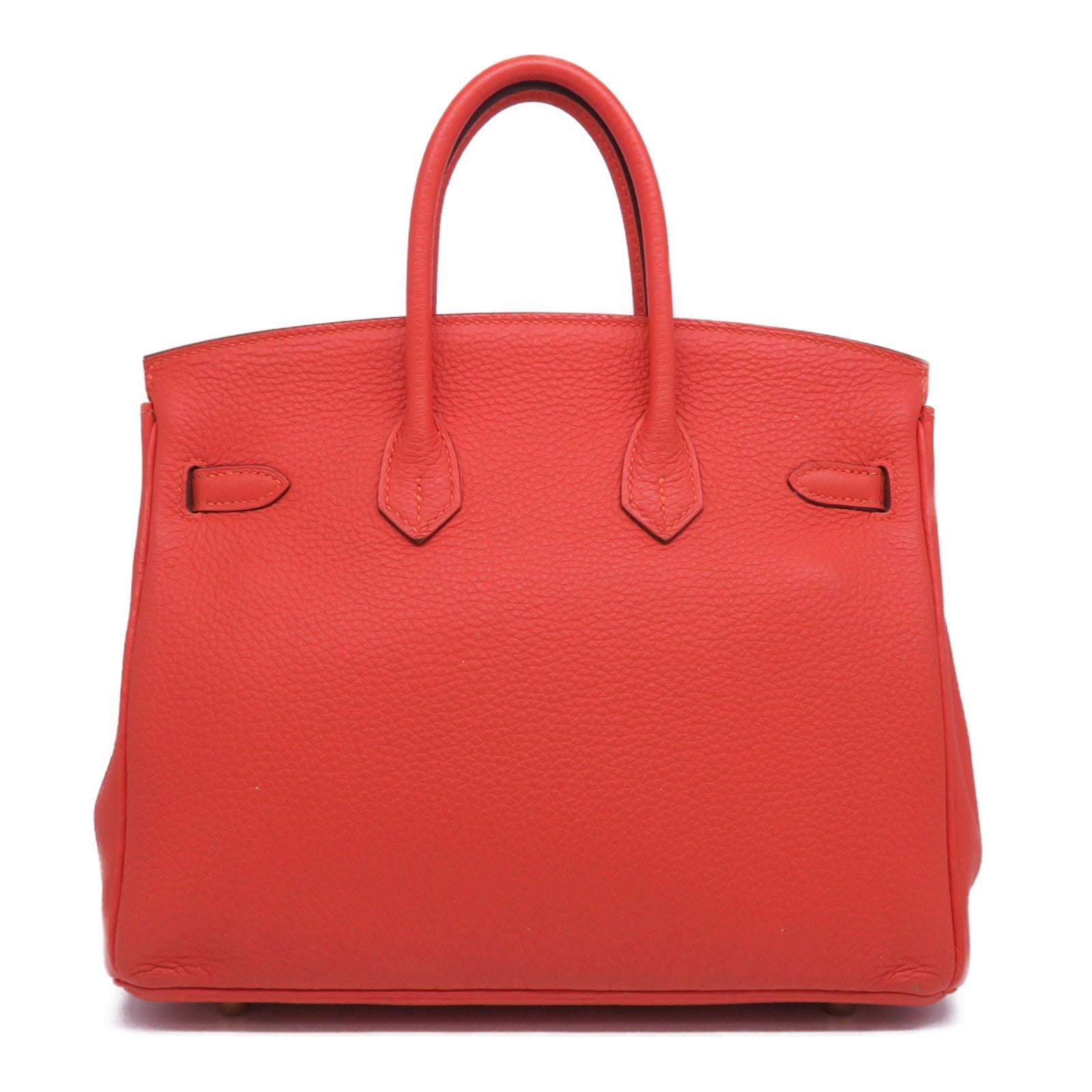 HERMES 【清倉大減價】Togo皮革Birkin 25金扣手挽袋火焰橘色