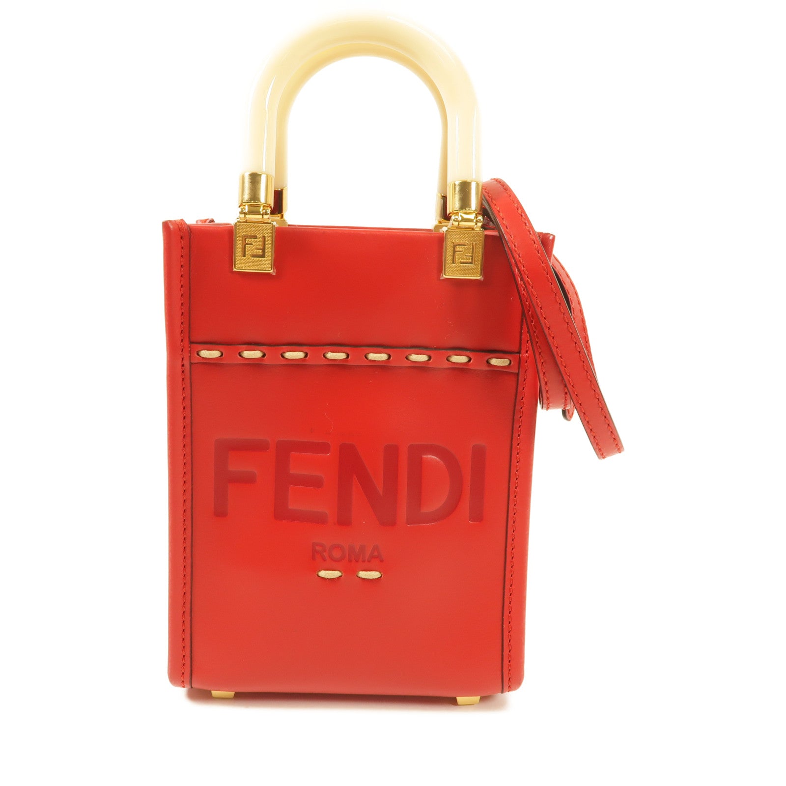 FENDI 牛皮皮革Mini Sunshine金扣手挽肩背兩用袋