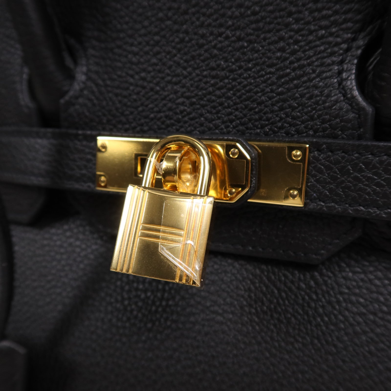 HERMES Clemence皮革Birkin 30金扣手挽袋Noir