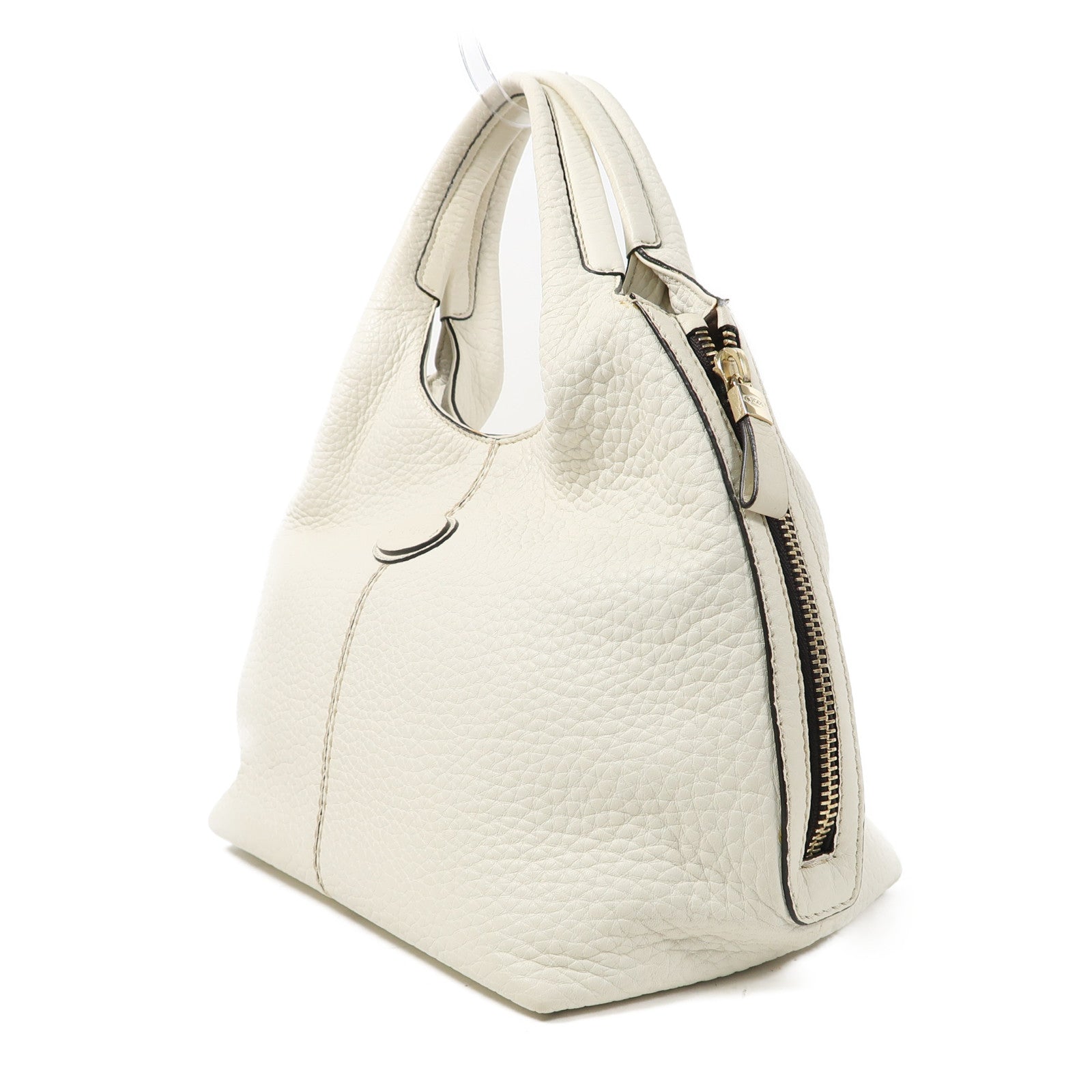 TOD'S 牛皮皮革Hand Bag金扣手挽袋白色