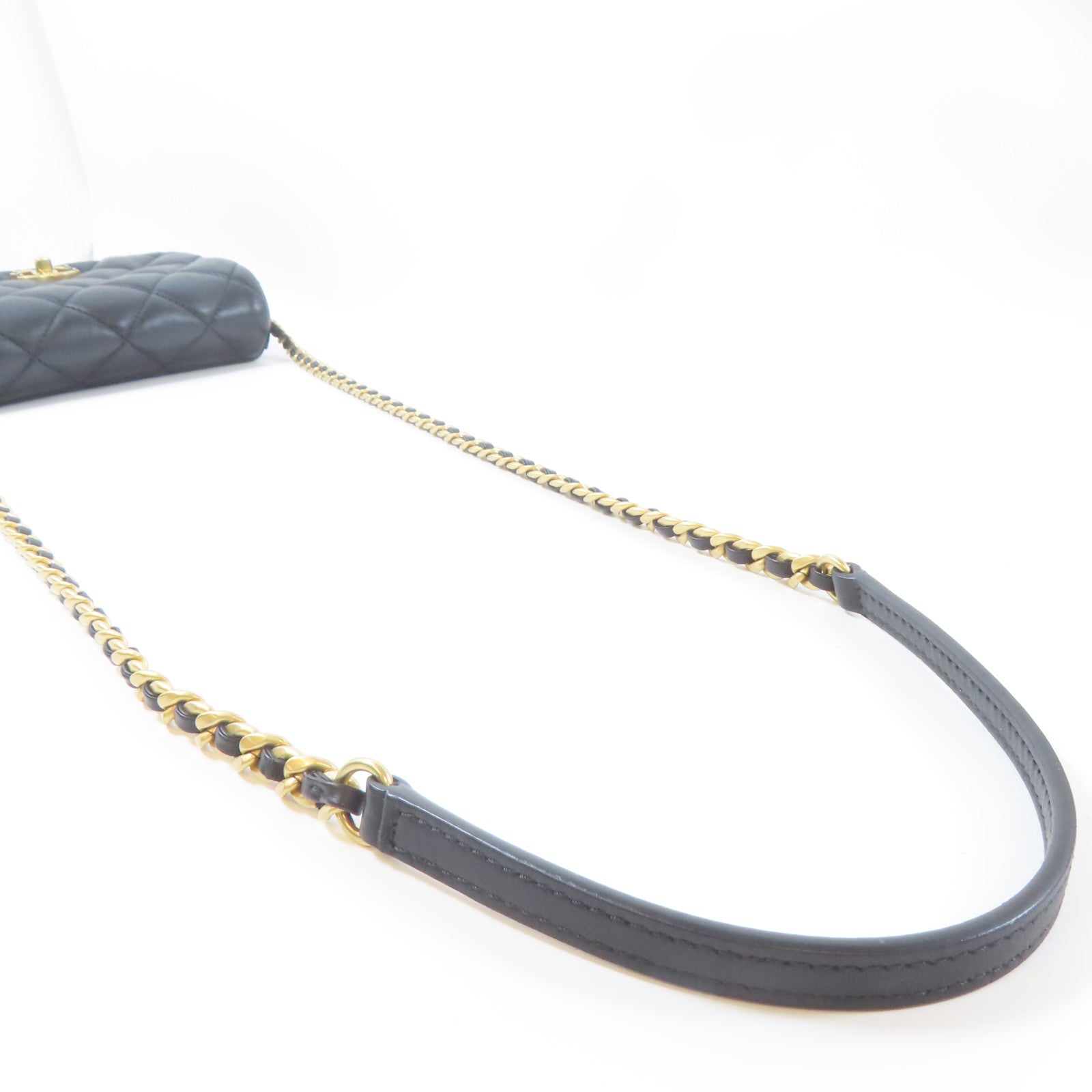 CHANEL 【激減優惠】菱格羊皮皮革Flap Bag金扣鏈帶肩背袋黑色