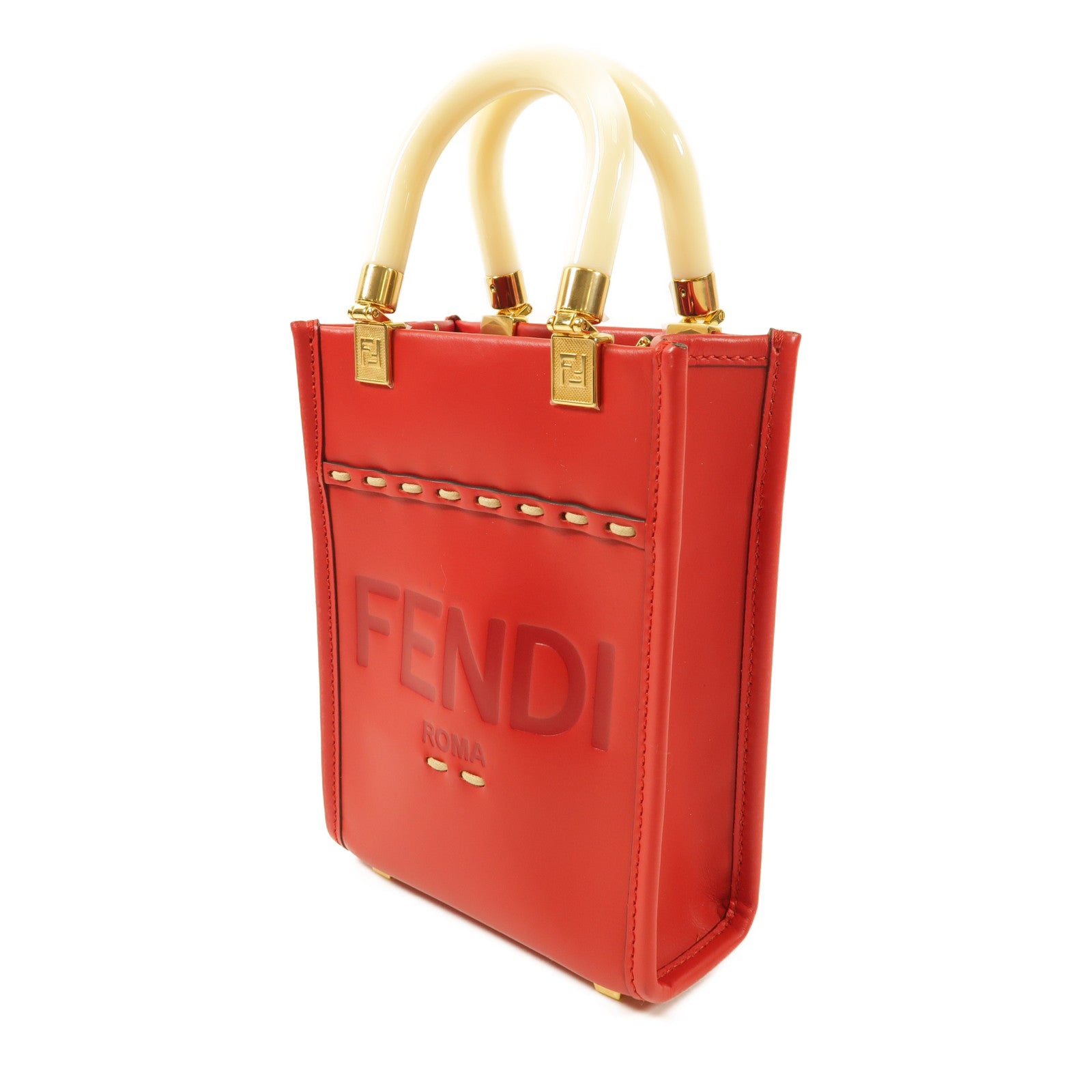FENDI 【激減優惠】牛皮皮革Mini Sunshine金扣手挽肩背兩用袋