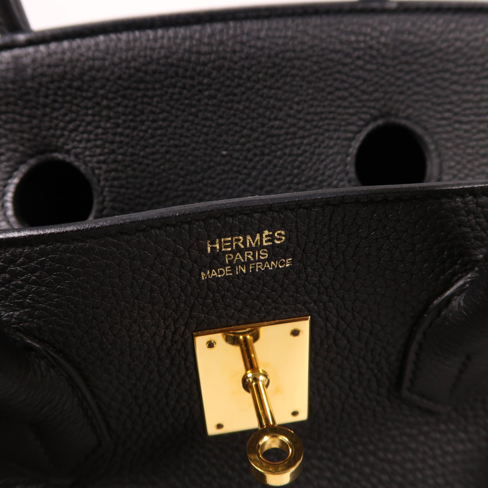 HERMES Clemence皮革Birkin 35金扣手挽袋黑色