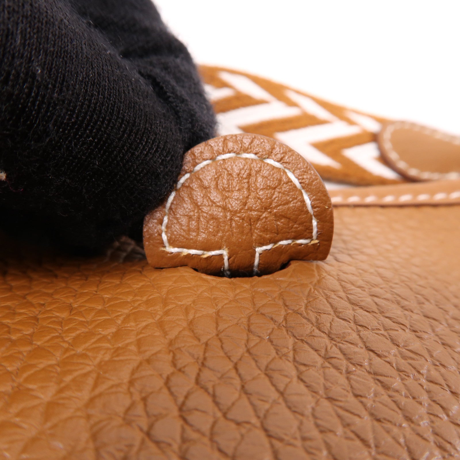 HERMES Clemence皮革Evelyne TPM銀扣肩背袋Gold棕色