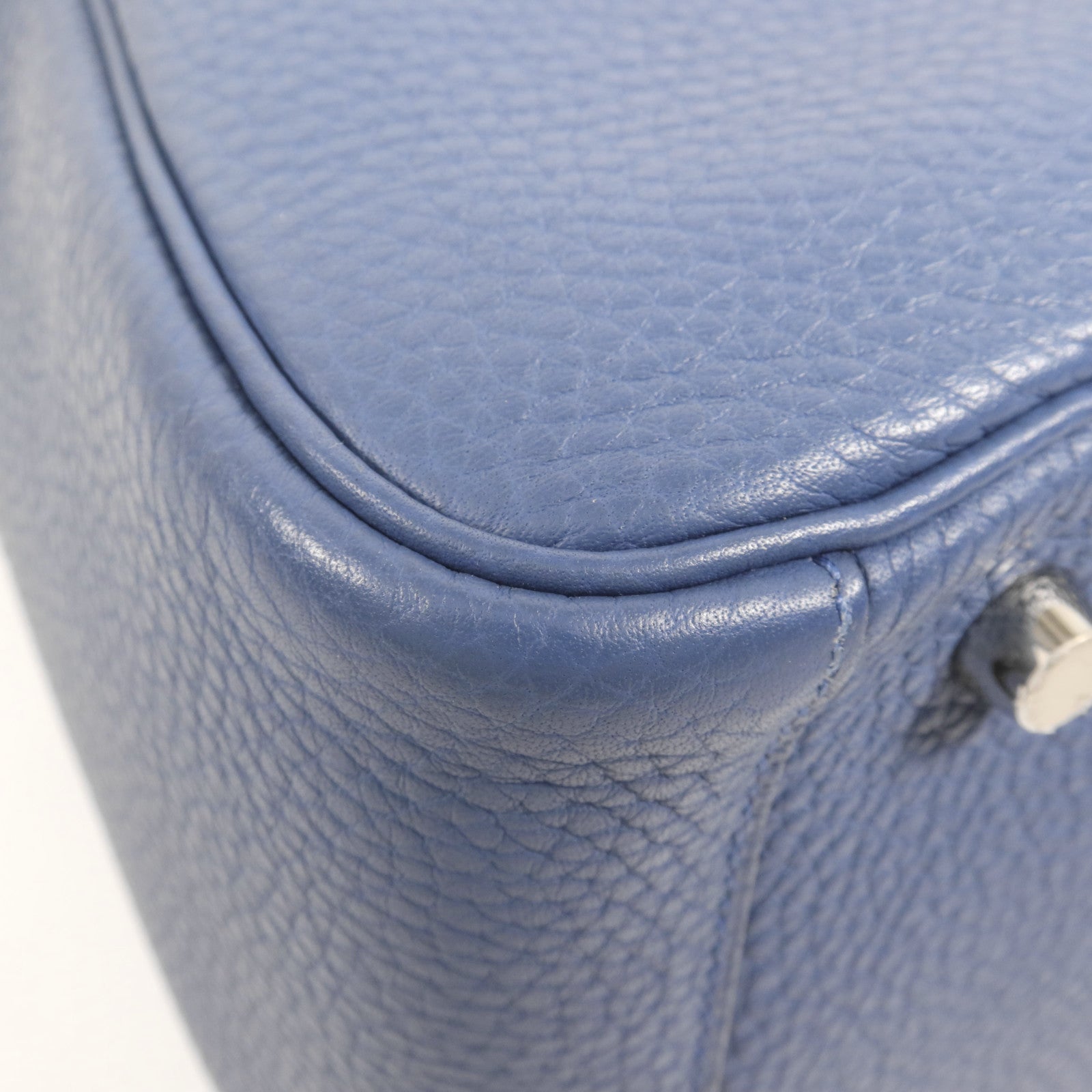 HERMES 【激減優惠】Clemence皮革Lindy 30銀扣手挽肩背兩用袋Bleu Brighton