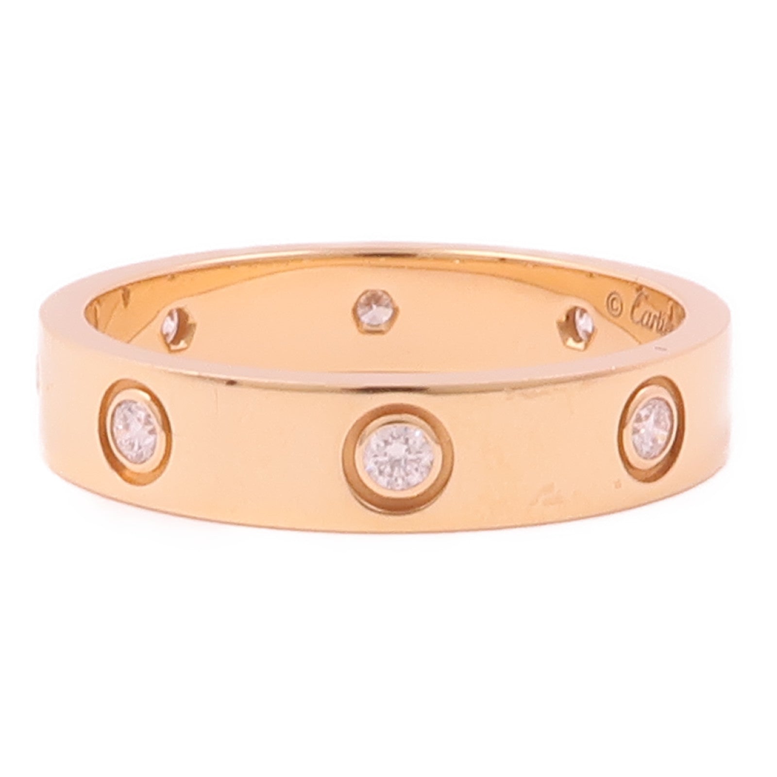 CARTIER 18K玫瑰金Love Ring Small Model 8 Diamonds鑽石戒指Cartier#53