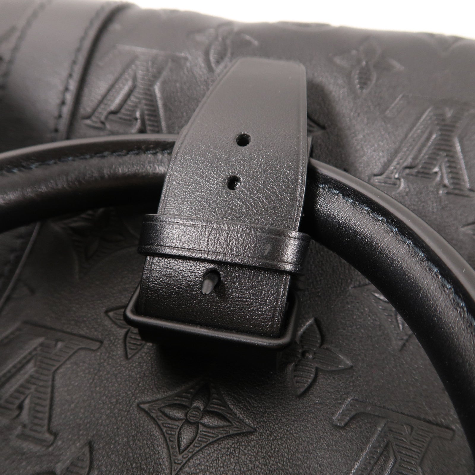 LOUIS VUITTON Monogram Shadow Keepall 50 Bandouliere手挽肩背兩用旅行袋黑色