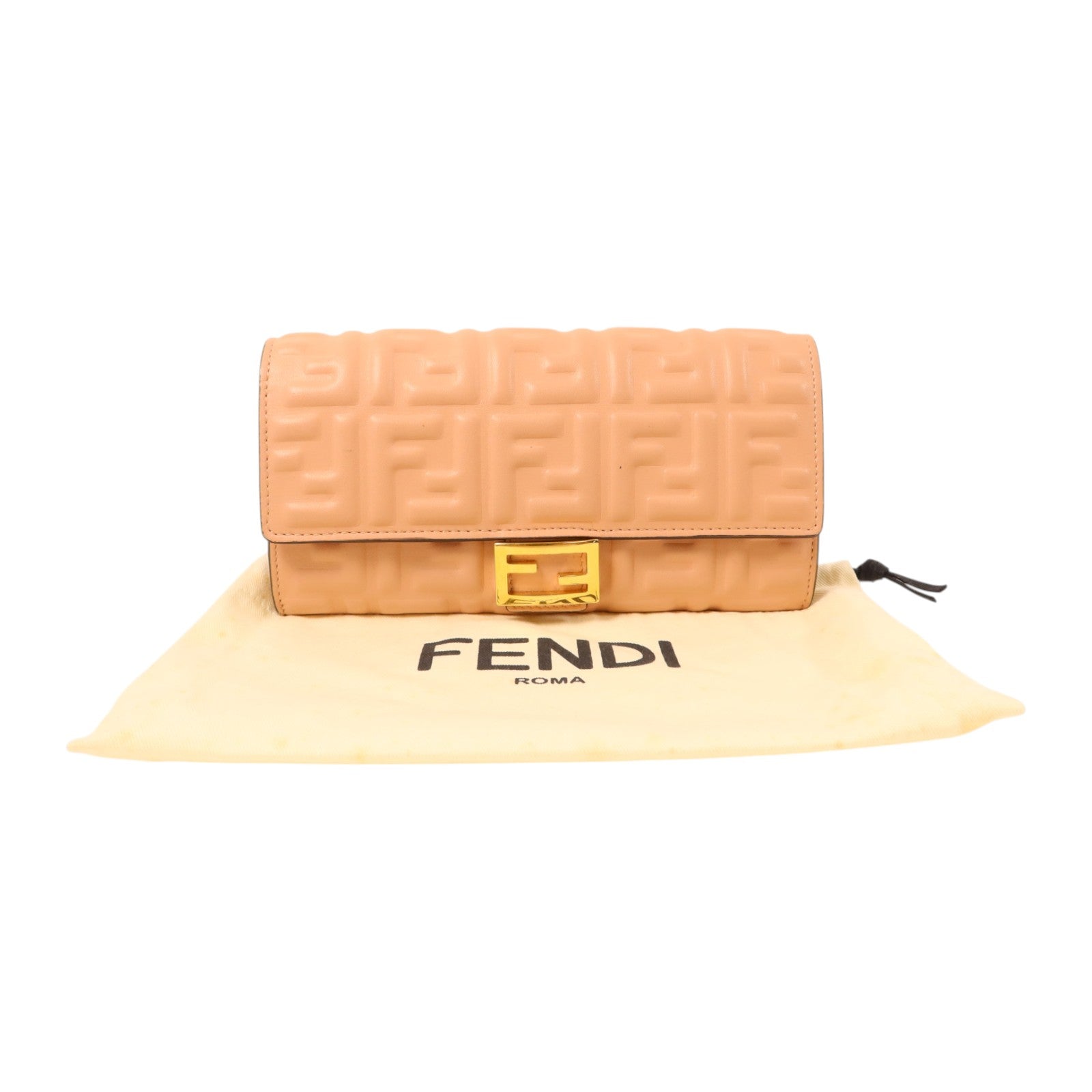 FENDI 羊皮皮革Baguette Continental Wallet金扣長錢包