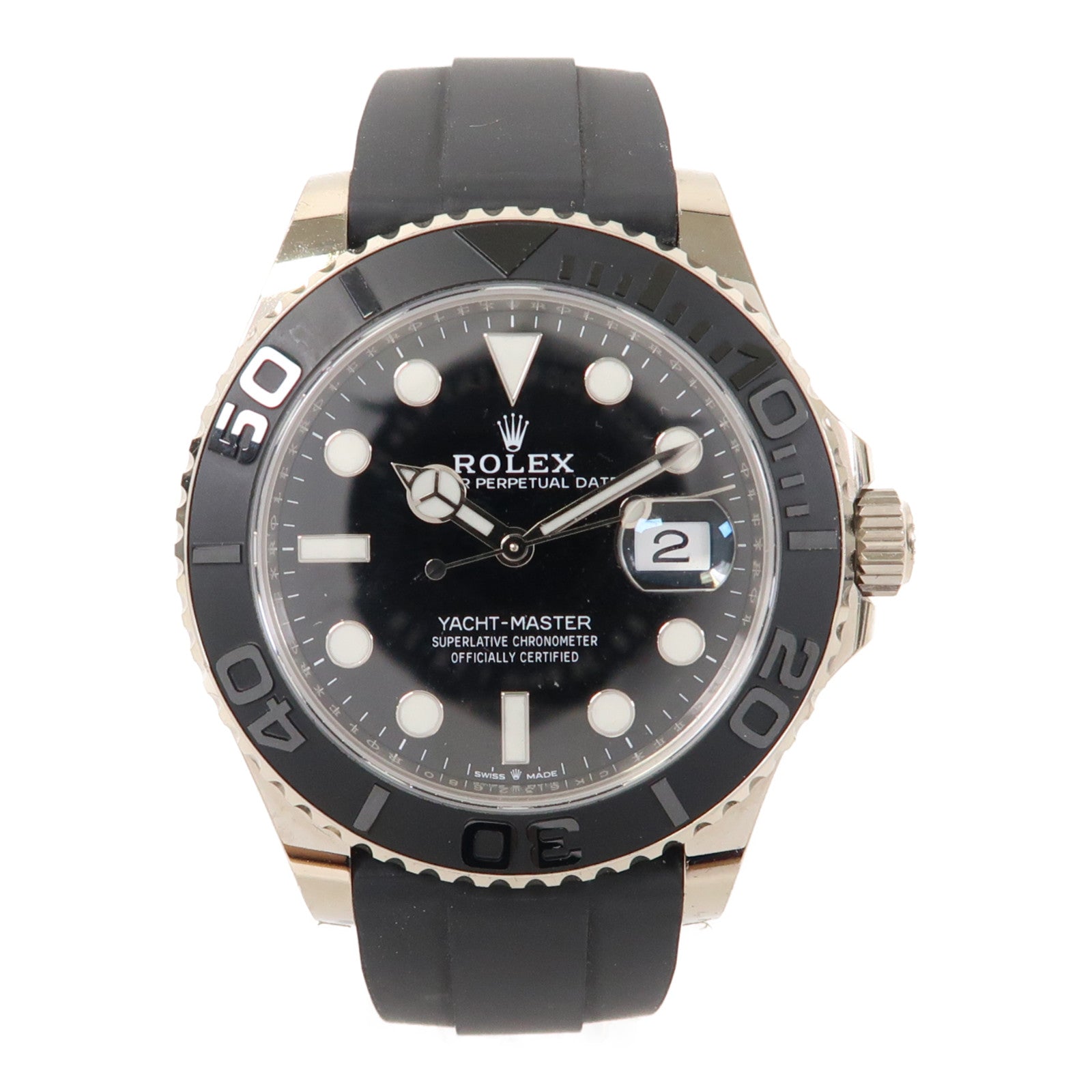 ROLEX Yacht Master 18K白金/橡膠手錶自動機芯黑色