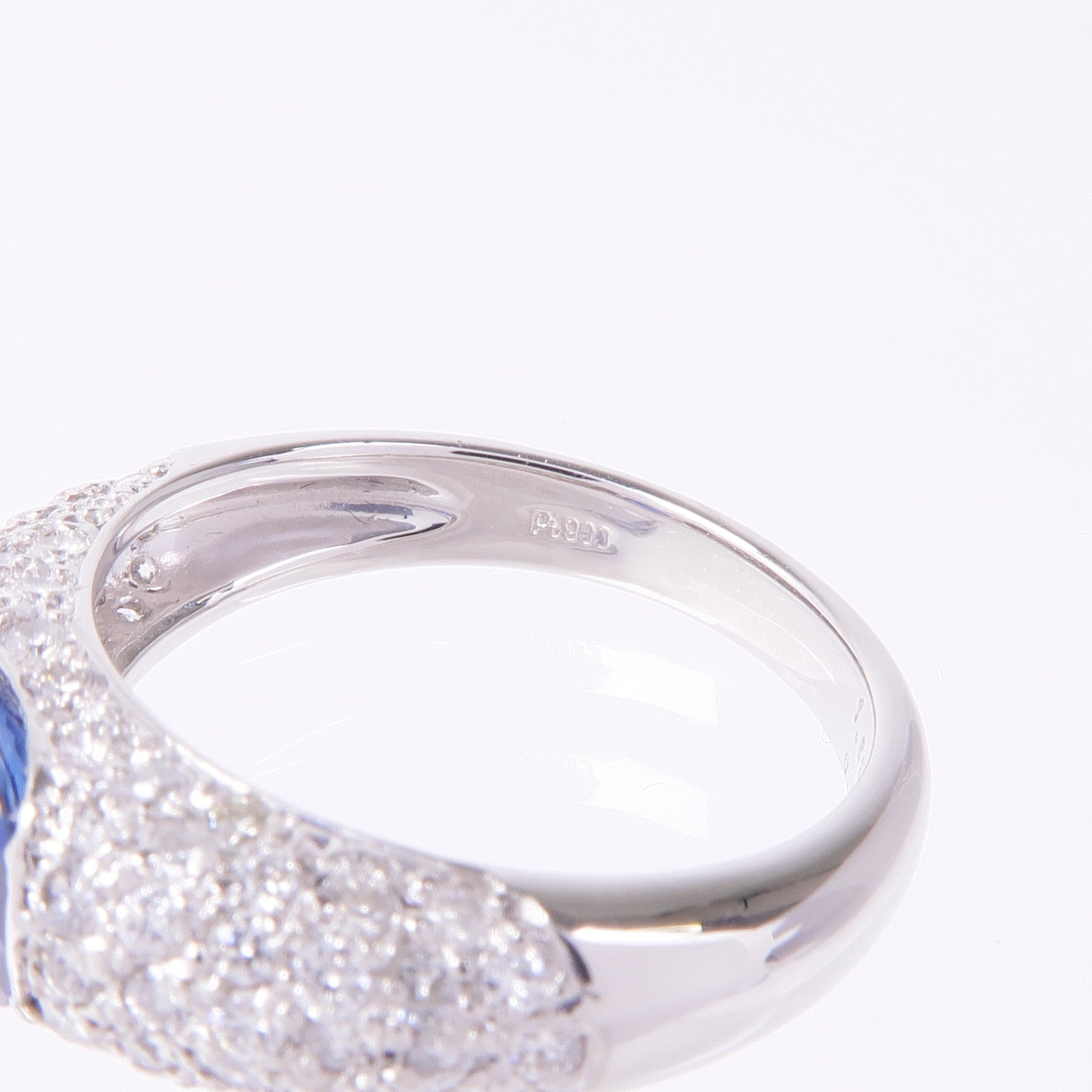 JEWELRY PT900鉑金Sapphire Diamond Ring藍寶石/鑽石戒指US#6