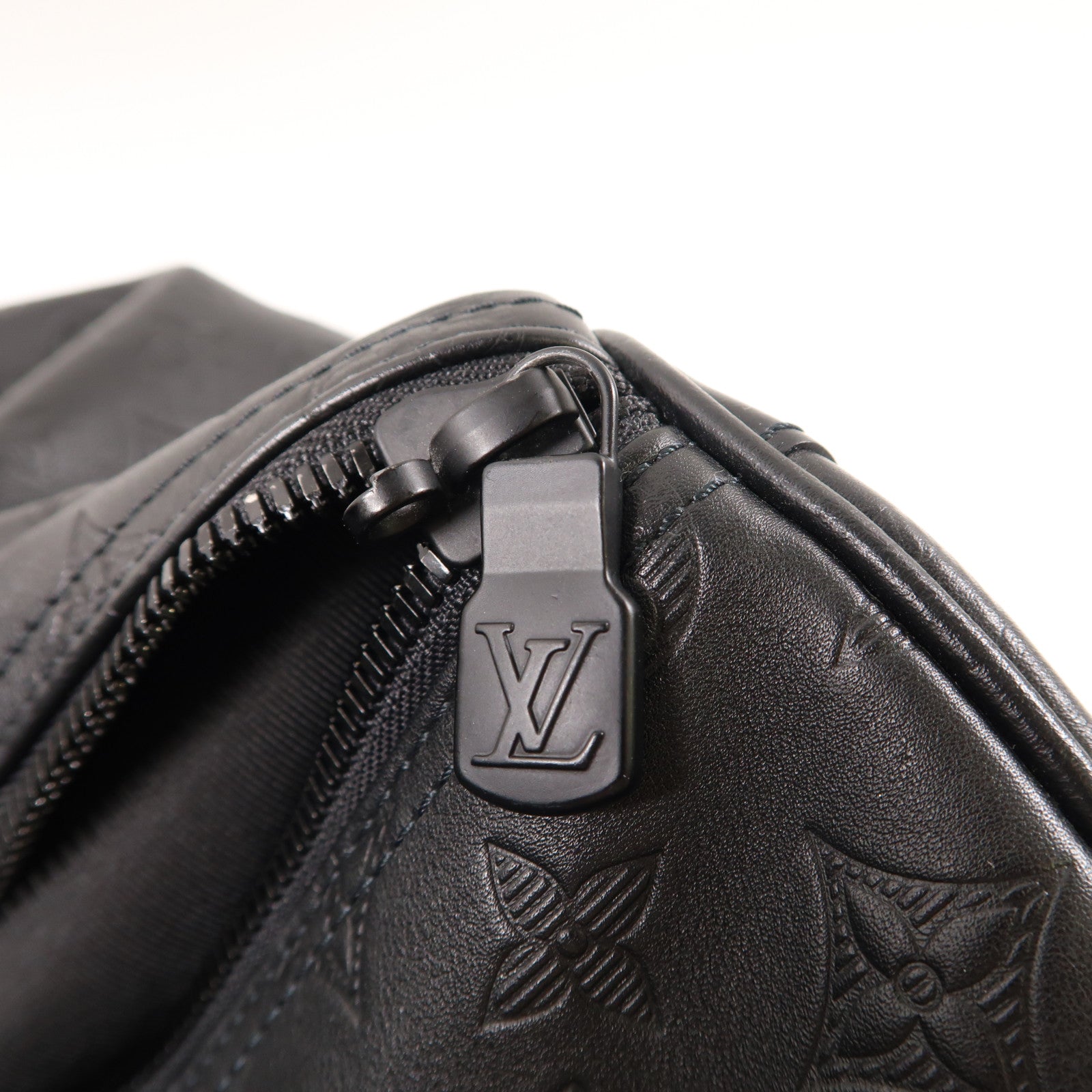 LOUIS VUITTON Monogram Shadow Keepall 50 Bandouliere手挽肩背兩用旅行袋黑色