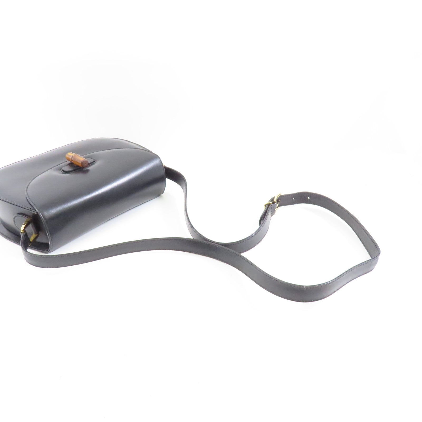 GUCCI 牛皮皮革Bamboo Shoulder Bag金扣肩背袋黑色