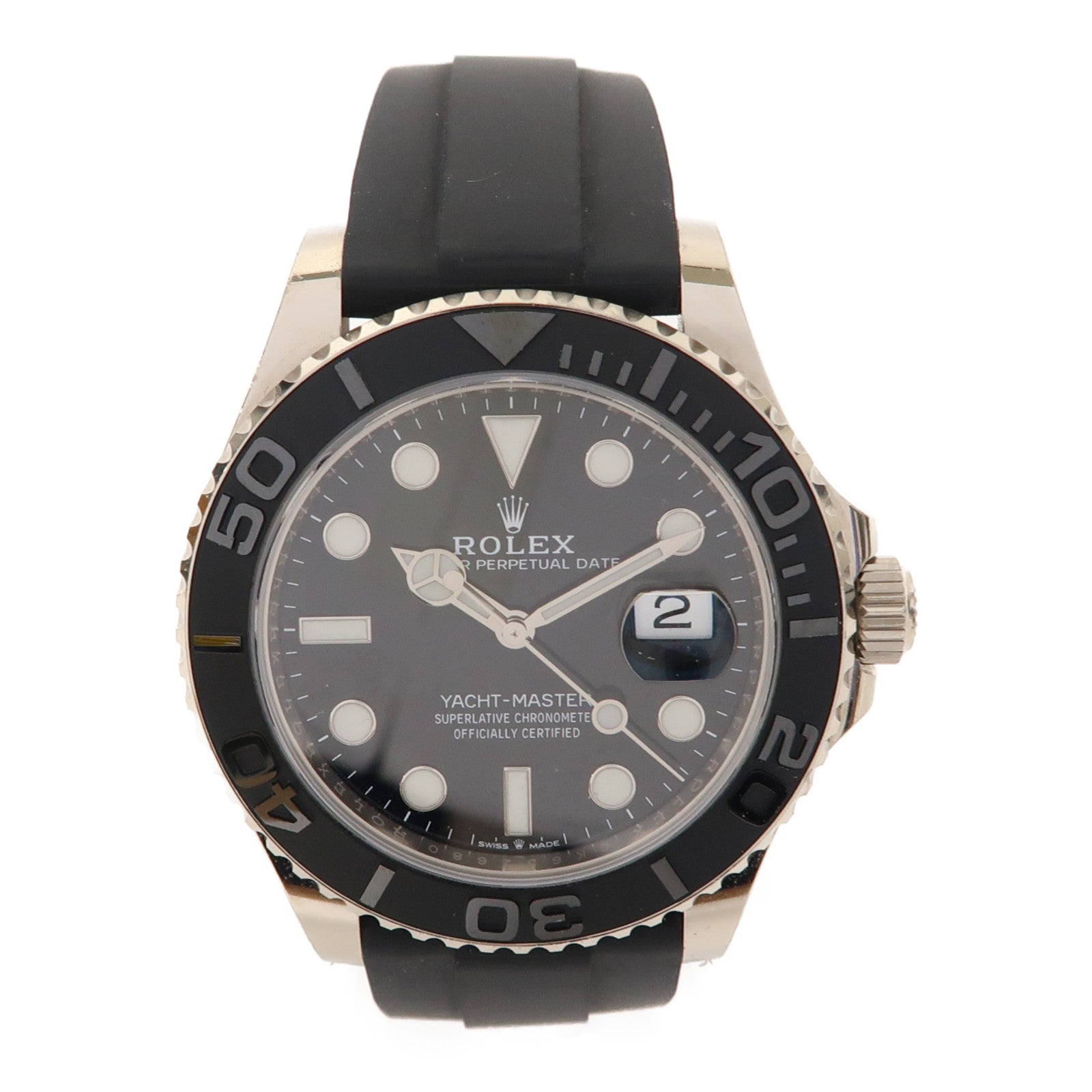 ROLEX Yacht Master 18K白金/橡膠手錶自動機芯黑色