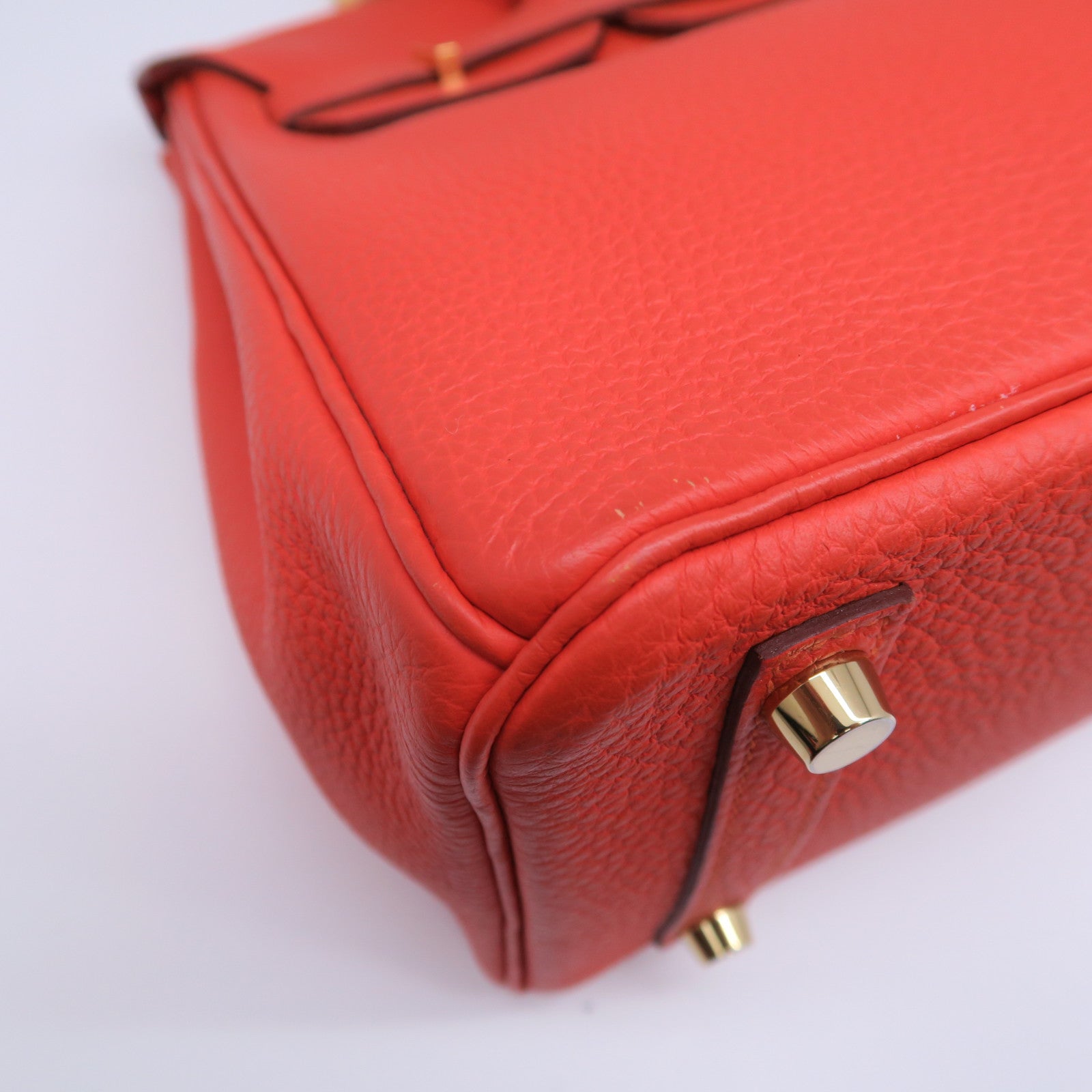 HERMES 【清倉大減價】Togo皮革Birkin 25金扣手挽袋火焰橘色