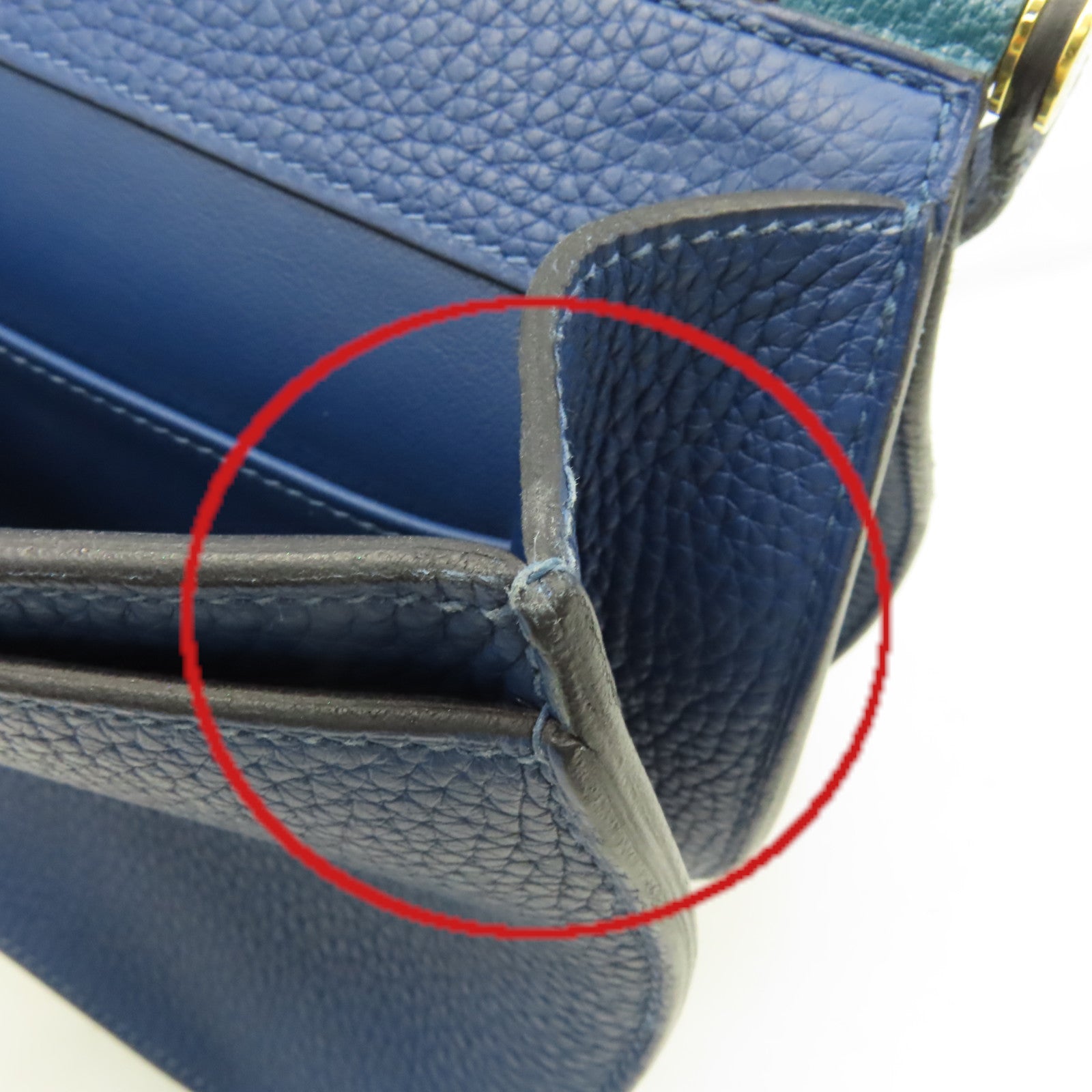HERMES 【激減優惠】Clemence皮革Sac Saut 25 Shoulder Bag金扣肩背袋藍色